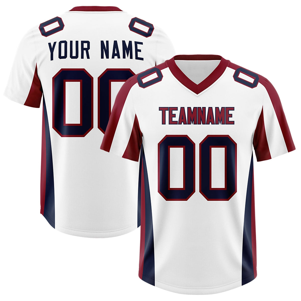 Custom White Crimson Side Stripe Pattern Authentic American Football Jersey