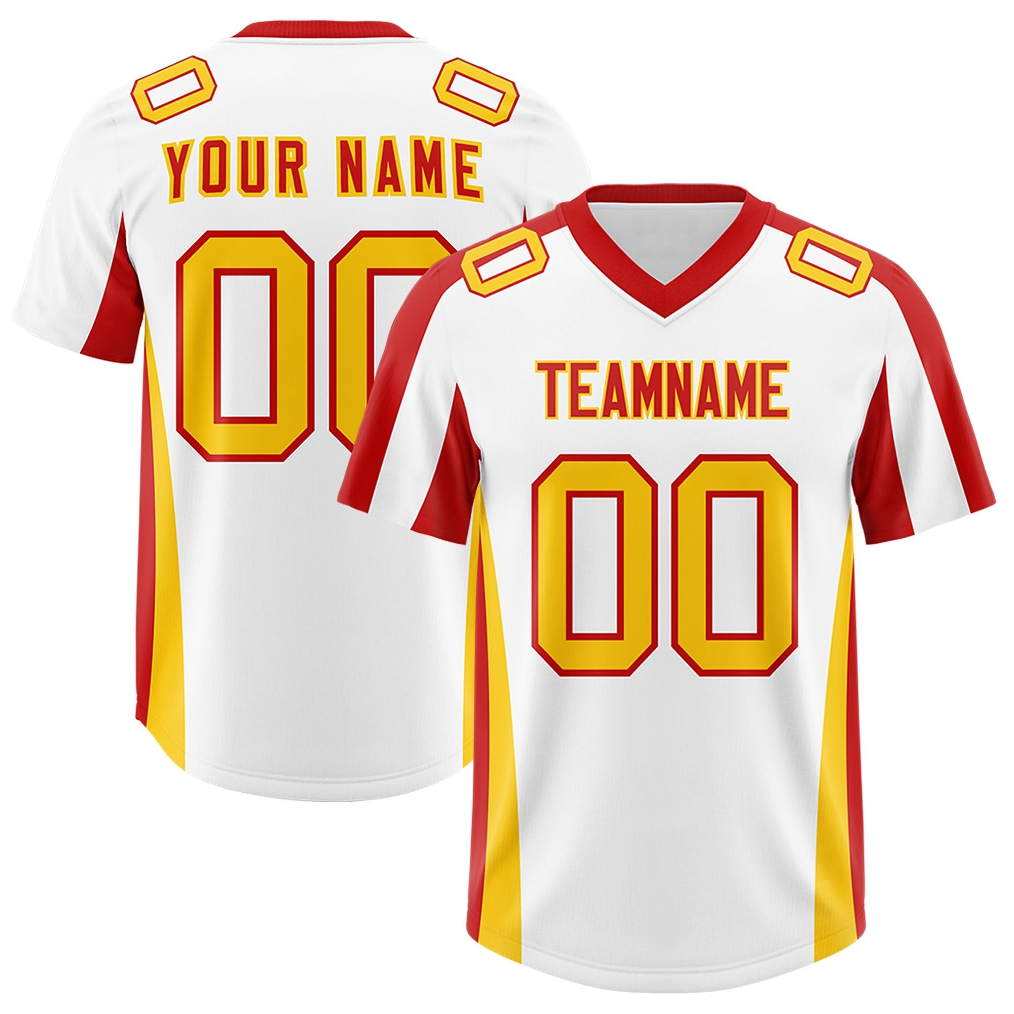 Custom White Red Side Stripe Pattern Authentic American Football Jersey