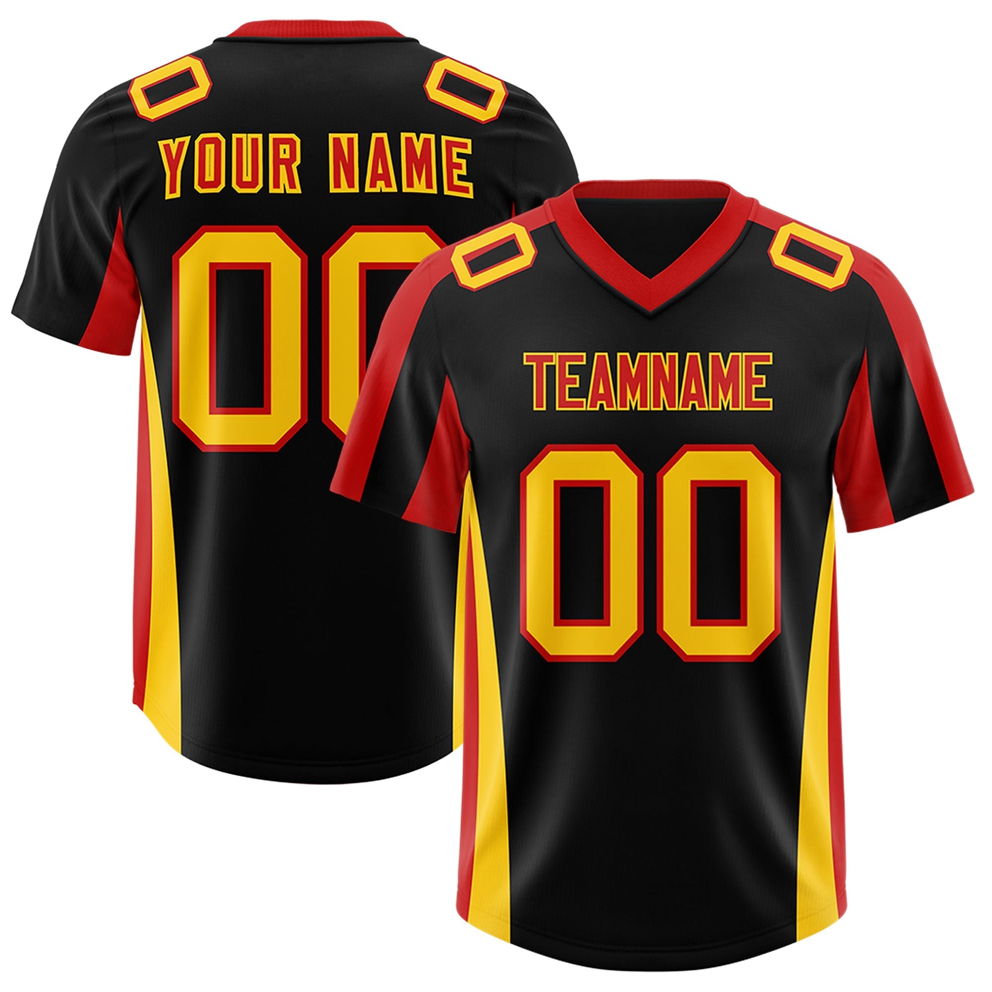 Custom Black Red Side Stripe Pattern Authentic American Football Jersey