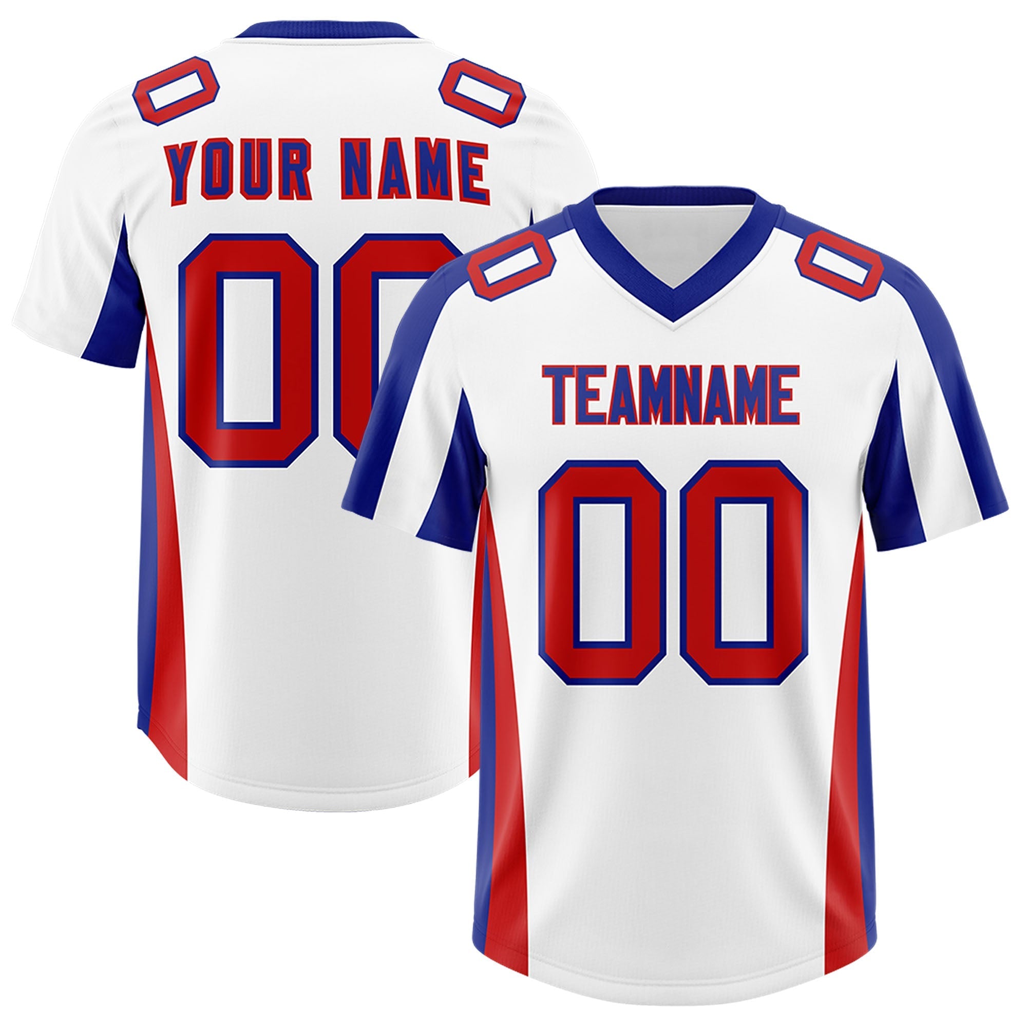 Custom White Royal Side Stripe Pattern Authentic American Football Jersey