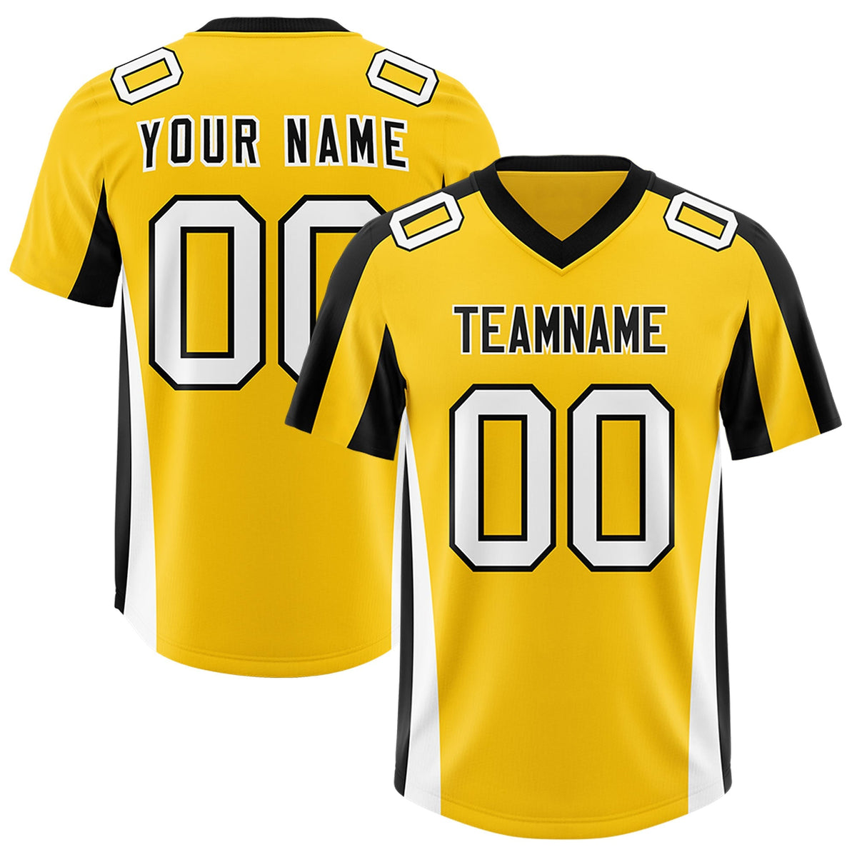 Custom Gold Black Side Stripe Pattern Authentic American Football Jersey