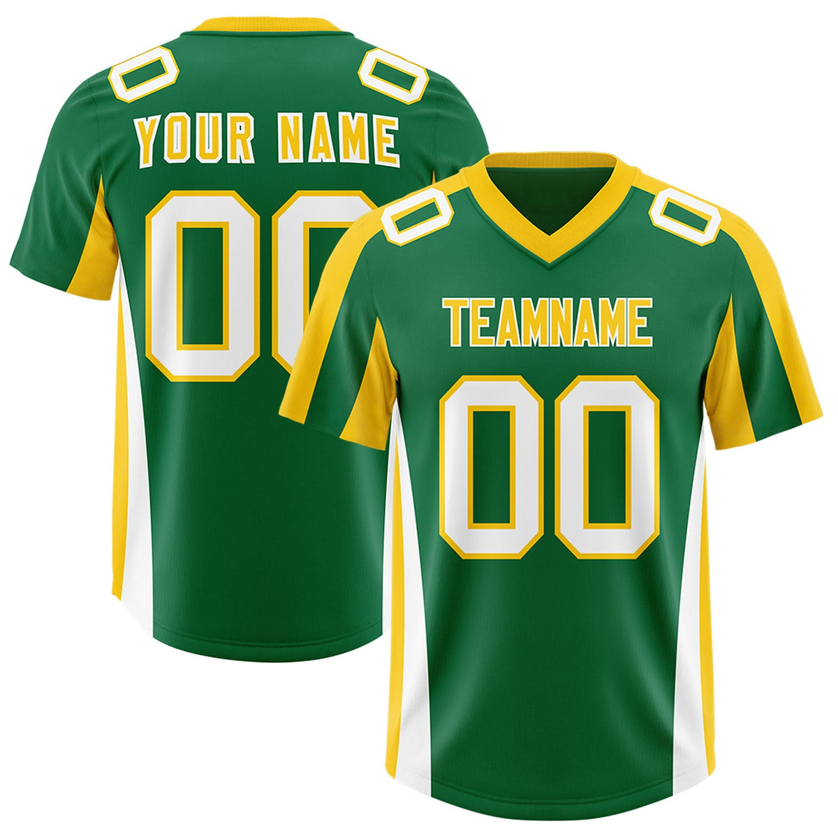 Custom Kelly Green Gold Side Stripe Pattern Authentic American Football Jersey