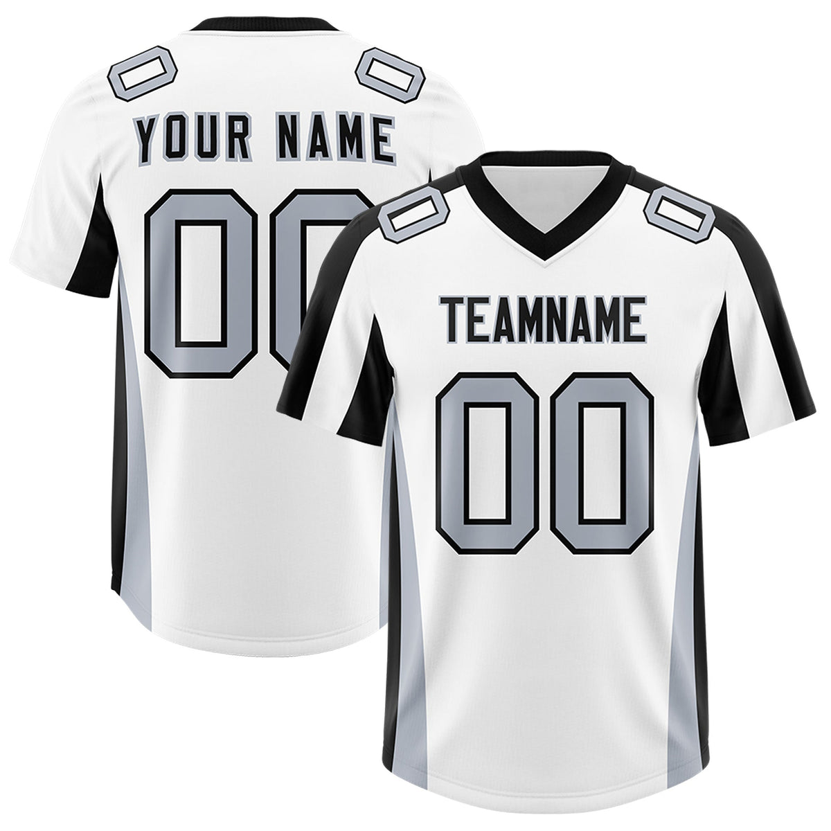 Custom White Black Side Stripe Pattern Authentic American Football Jersey