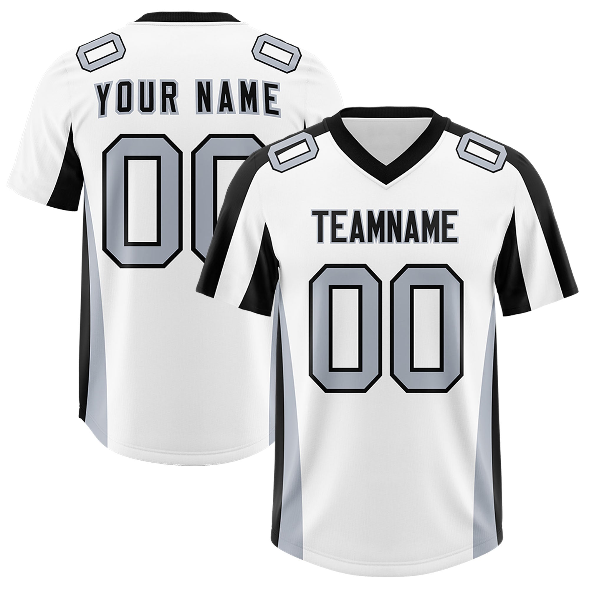 Custom White Black Side Stripe Pattern Authentic American Football Jersey