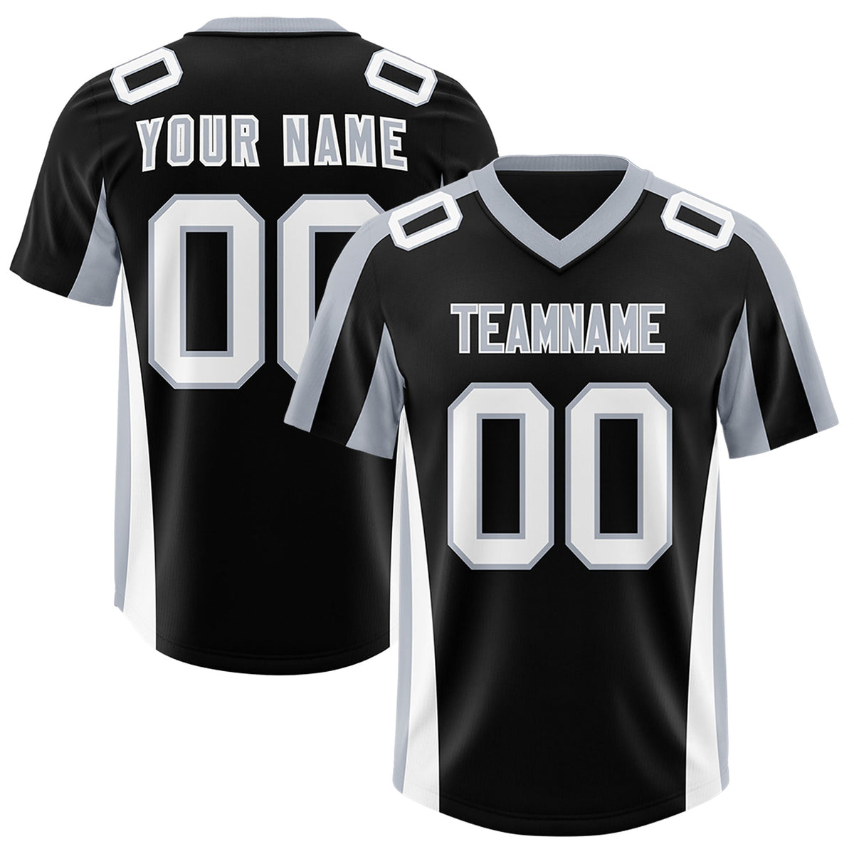 Custom Black Silver Side Stripe Pattern Authentic American Football Jersey