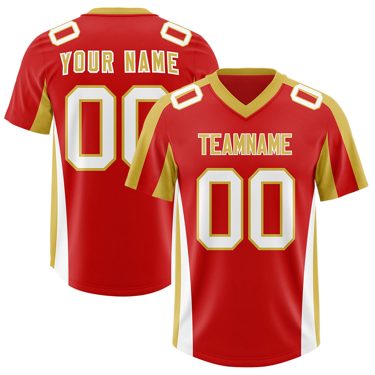 Custom Red Old Gold Side Stripe Pattern Authentic American Football Jersey