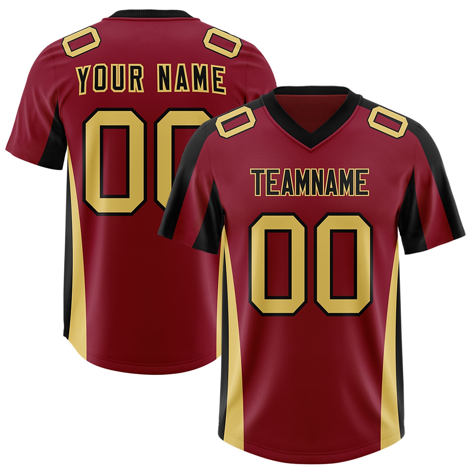 Custom Crimson Black Side Stripe Pattern Authentic American Football Jersey