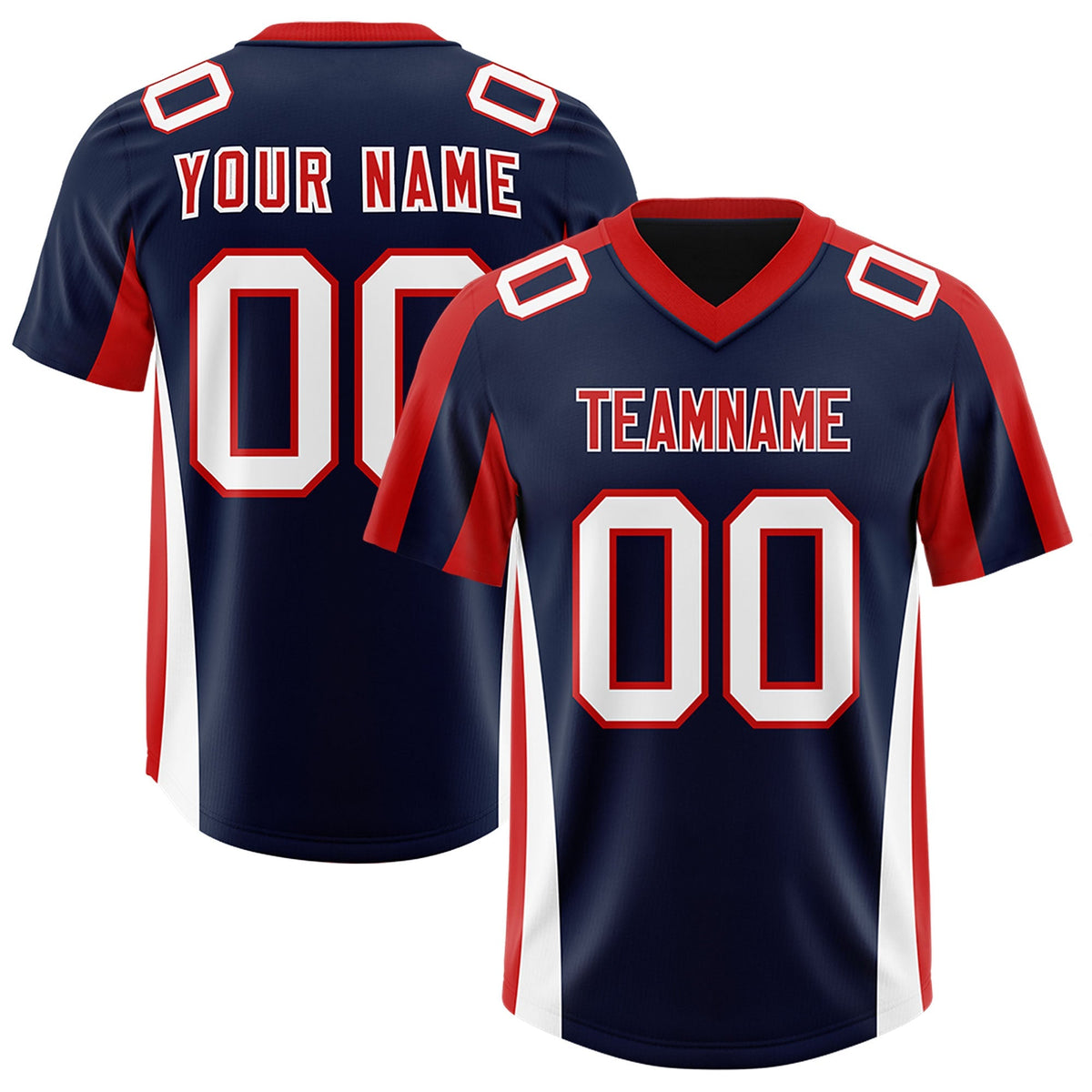 Custom Navy Red Side Stripe Pattern Authentic American Football Jersey