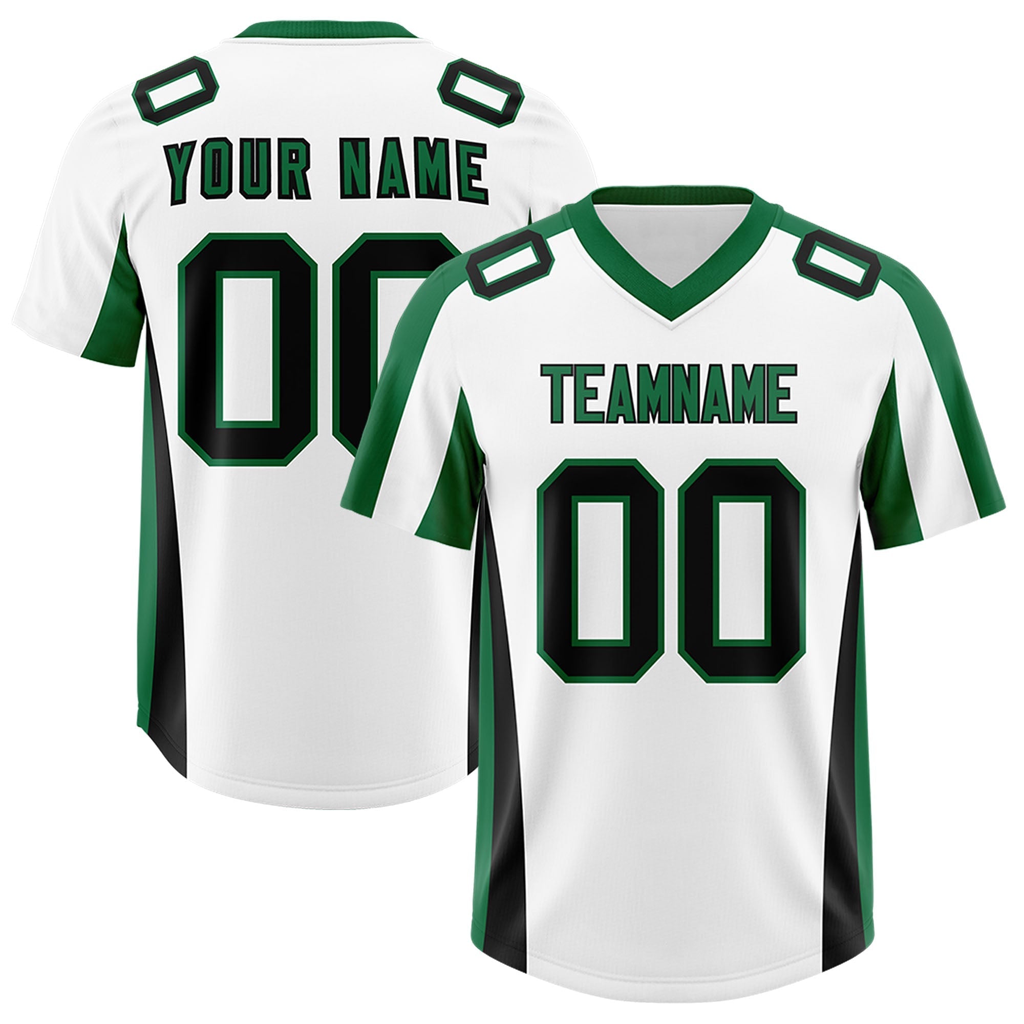 Custom White Kelly Green Side Stripe Pattern Authentic American Football Jersey