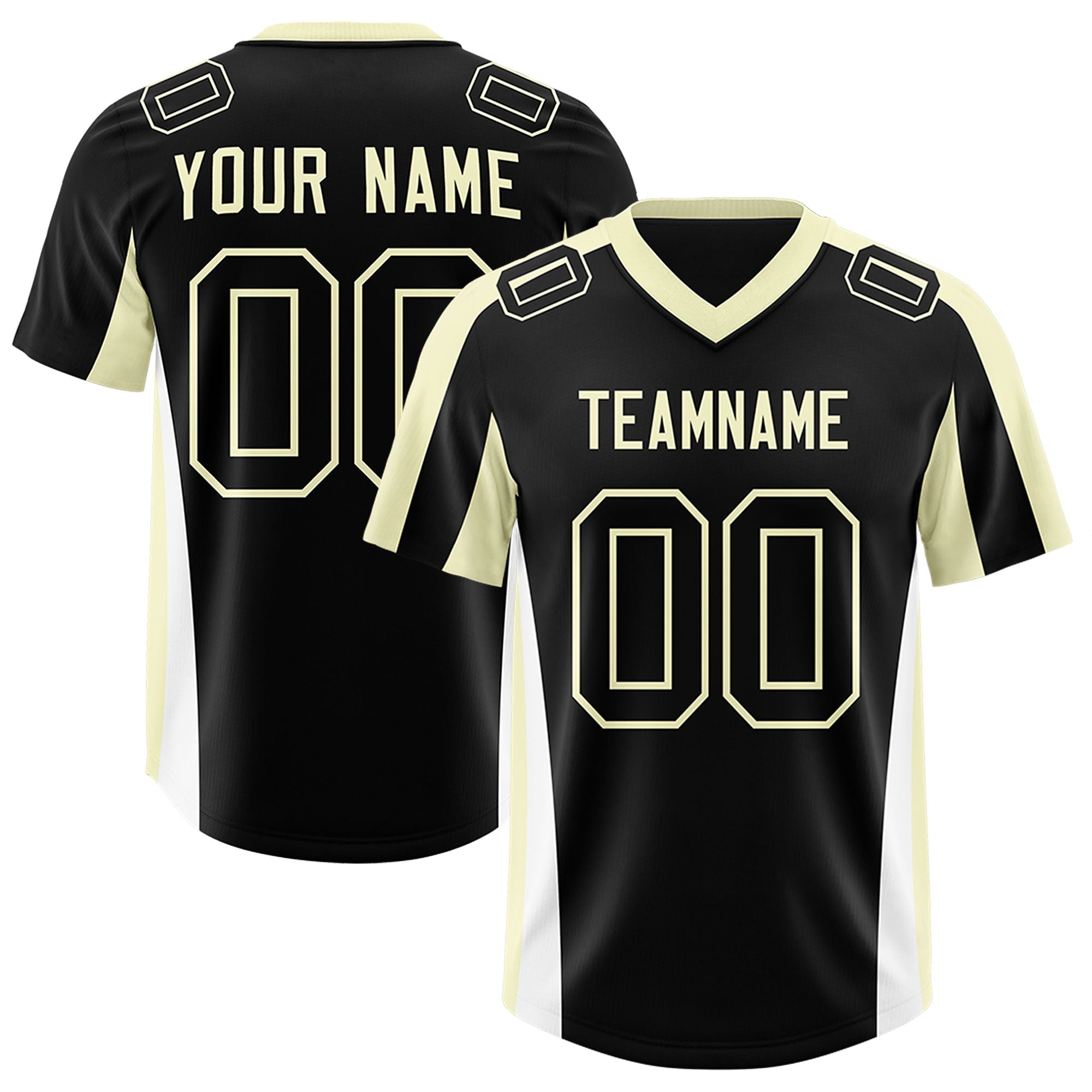 Custom Black Cream Side Stripe Pattern Authentic American Football Jersey