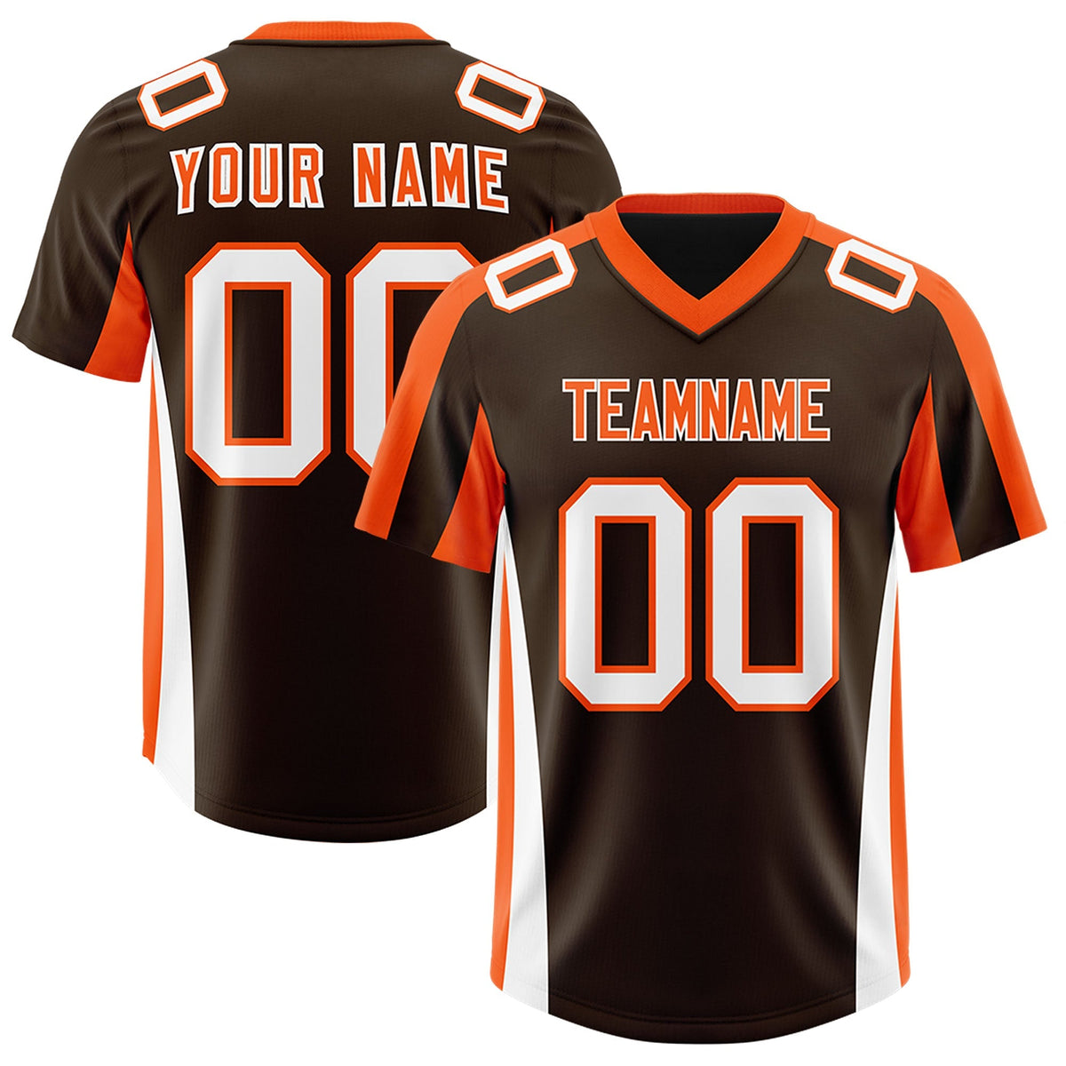 Custom Brown Orange Side Stripe Pattern Authentic American Football Jersey