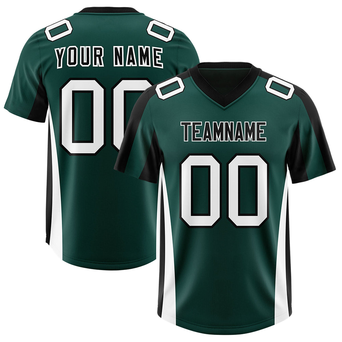 Custom Midnight Green Black Side Stripe Pattern Authentic American Football Jersey