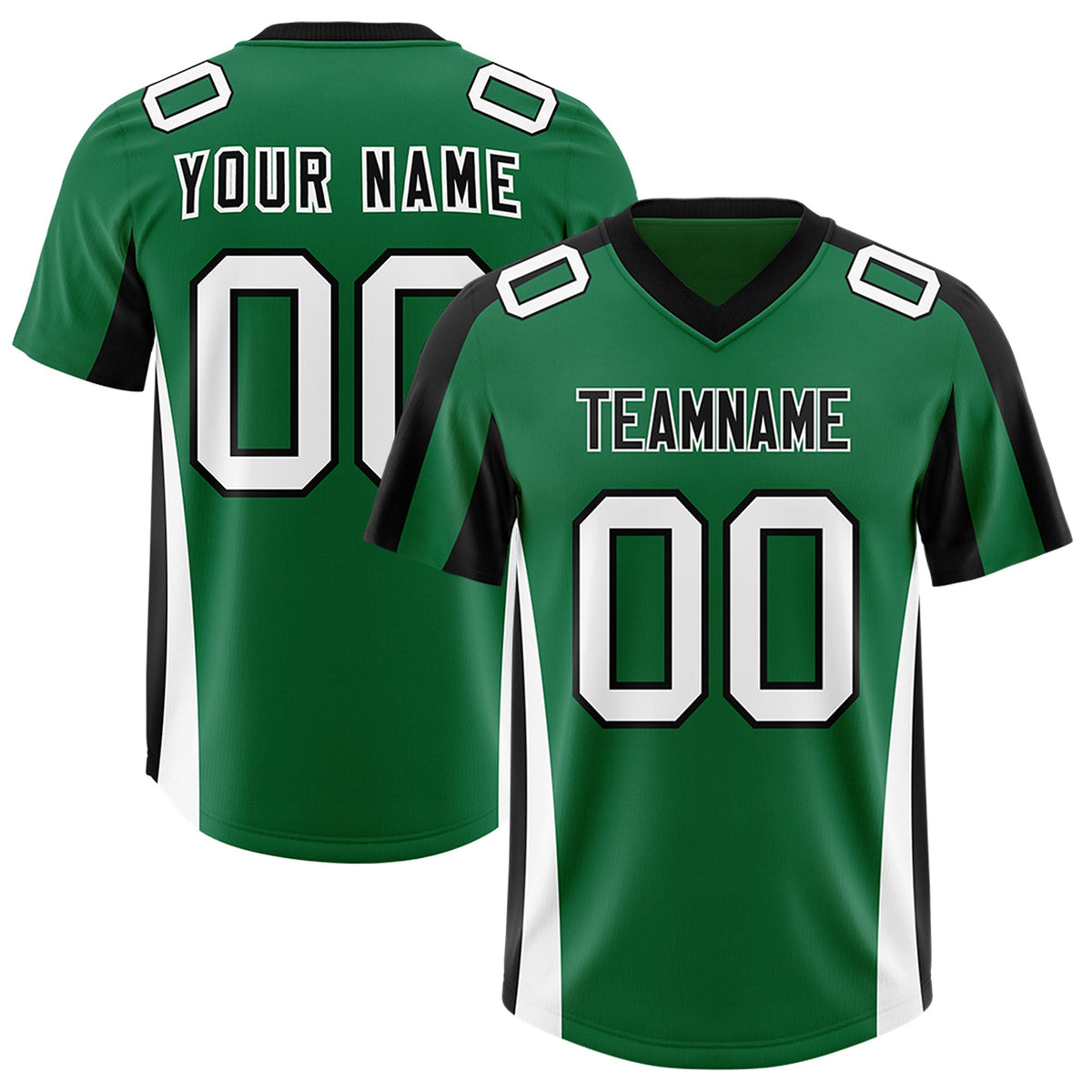Custom Kelly Green Black Side Stripe Pattern Authentic American Football Jersey