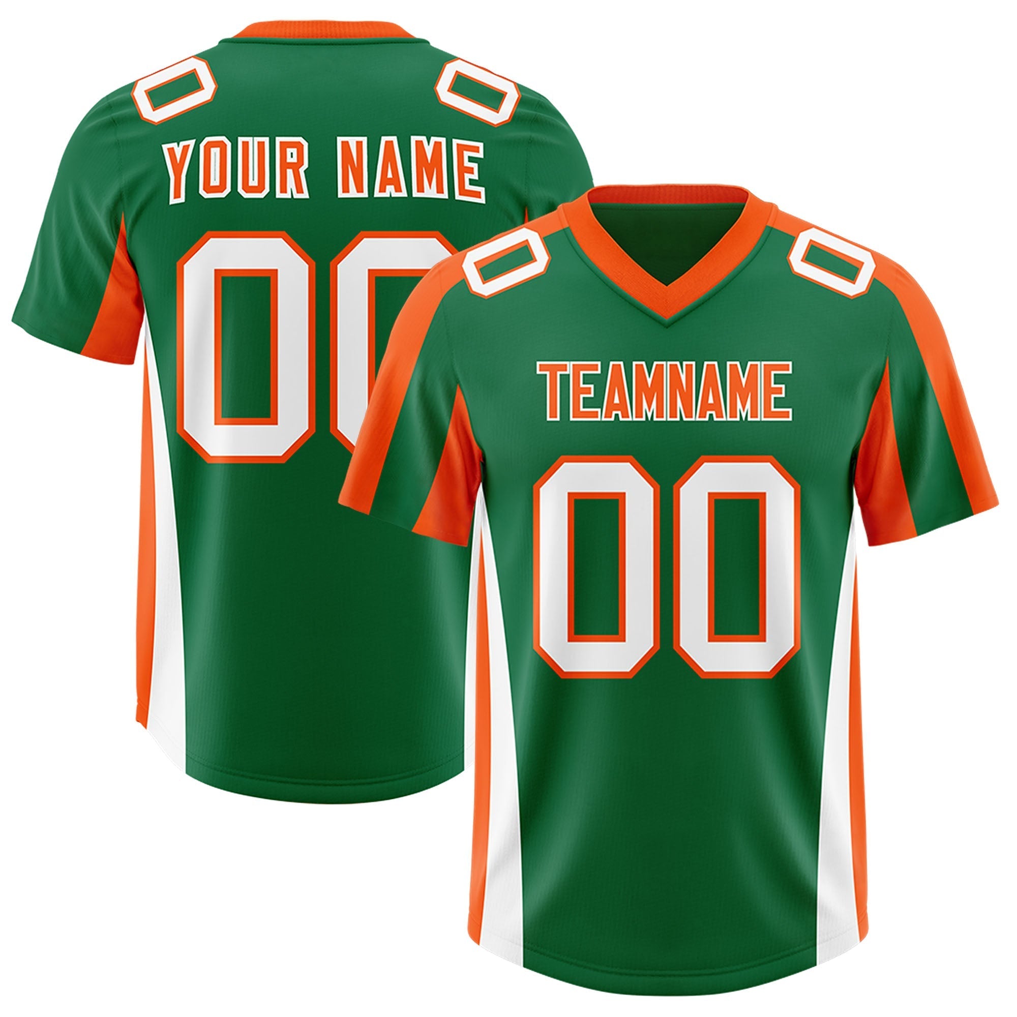 Custom Kelly Green Orange Side Stripe Pattern Authentic American Football Jersey