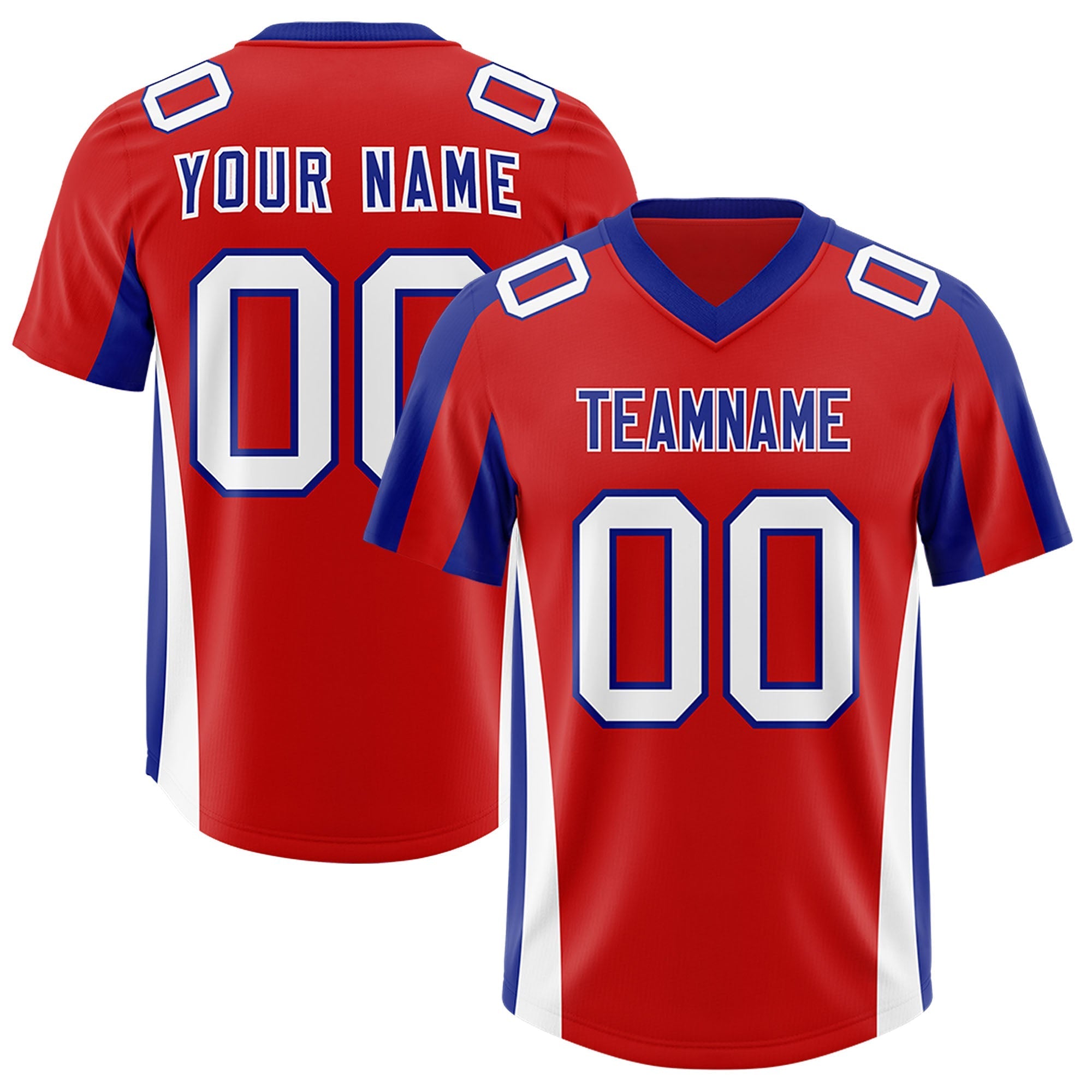 Custom Red Royal Side Stripe Pattern Authentic American Football Jersey