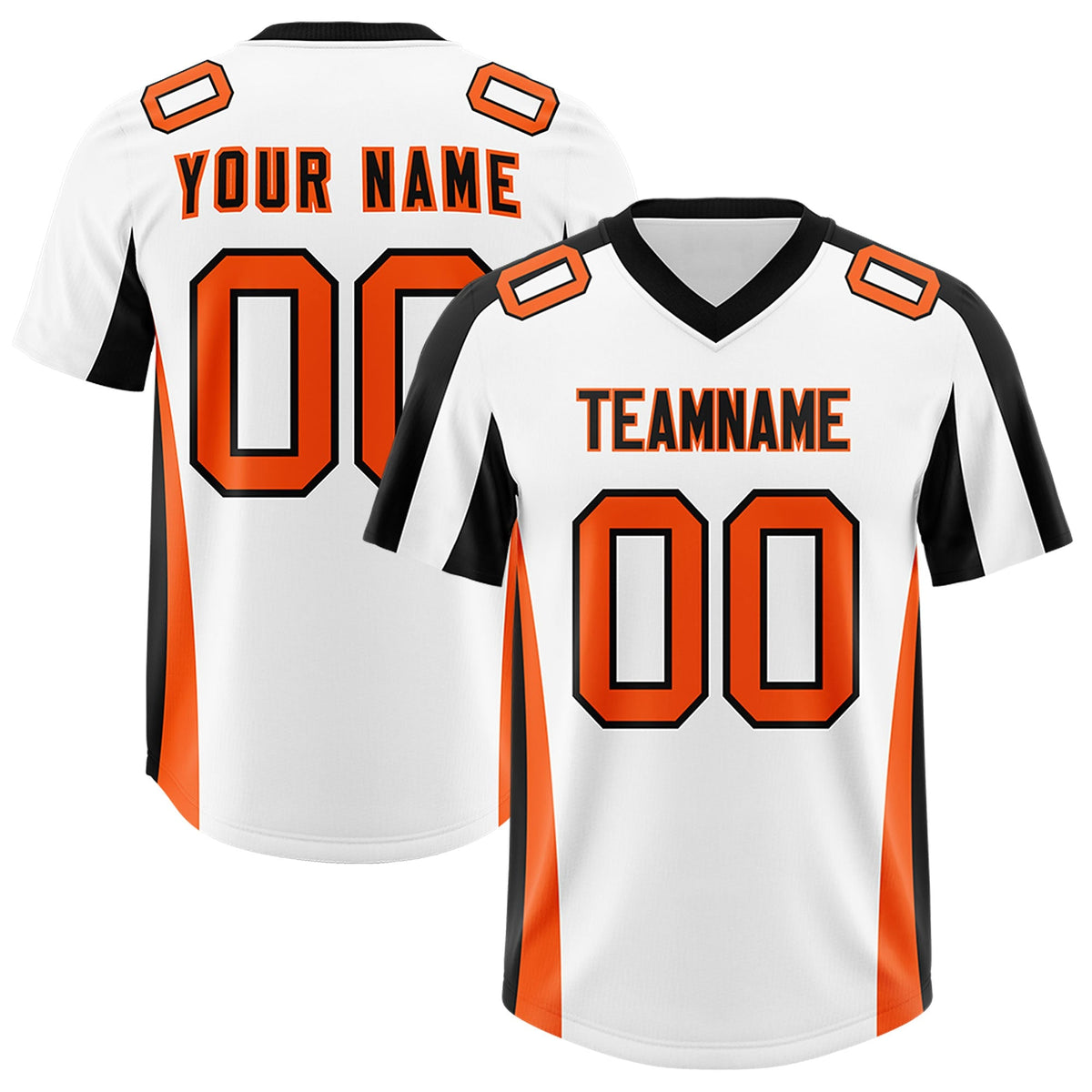 Custom White Black Side Stripe Pattern Authentic American Football Jersey