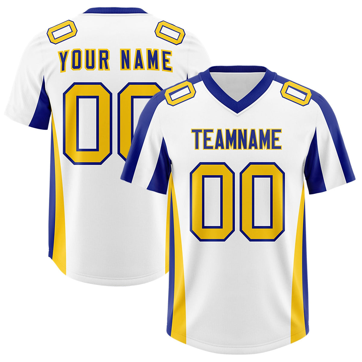 Custom White Royal Side Stripe Pattern Authentic American Football Jersey