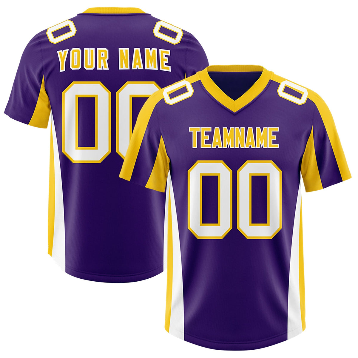 Custom Purple Gold Side Stripe Pattern Authentic American Football Jersey