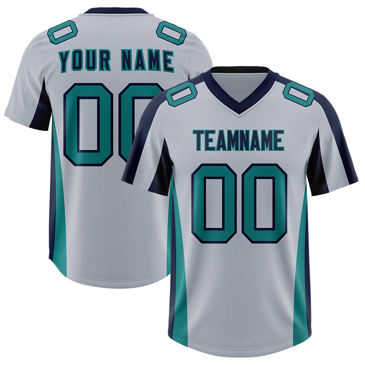 Custom Silver Navy Side Stripe Pattern Authentic American Football Jersey