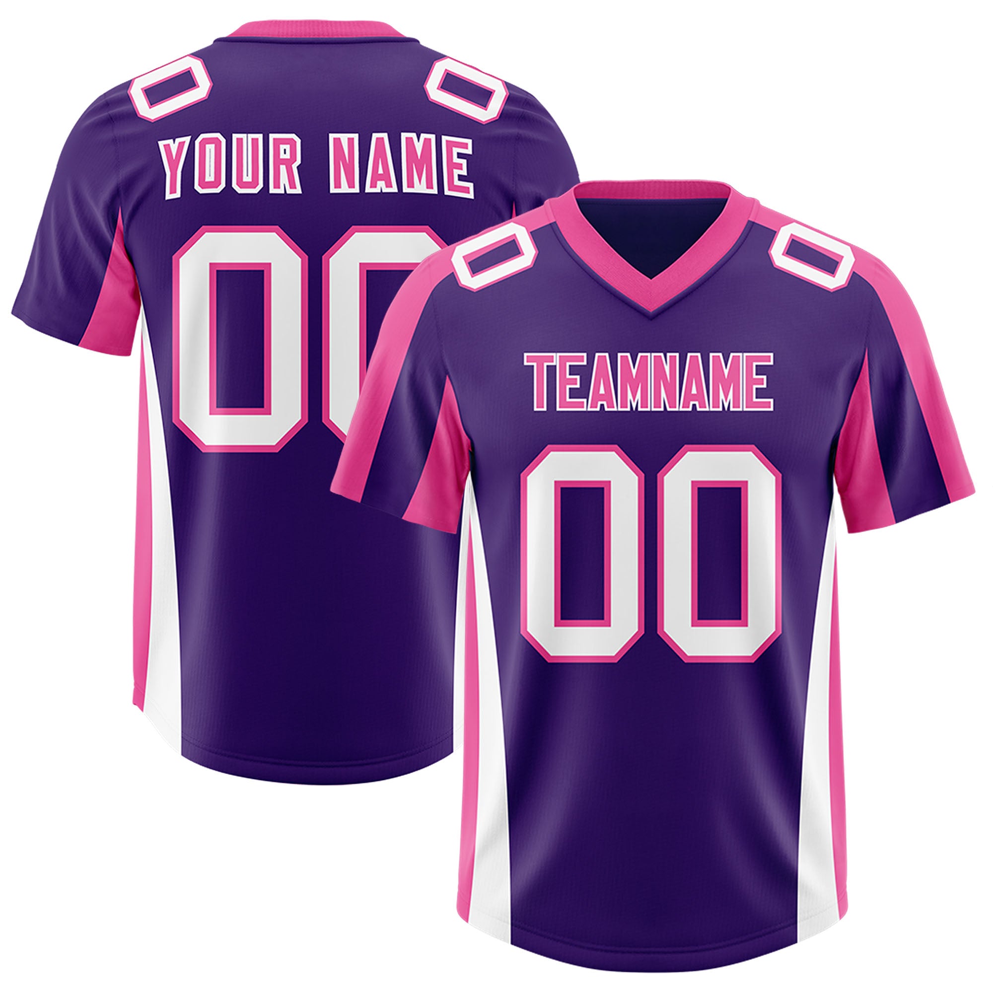 Custom Purple Pink Side Stripe Pattern Authentic American Football Jersey