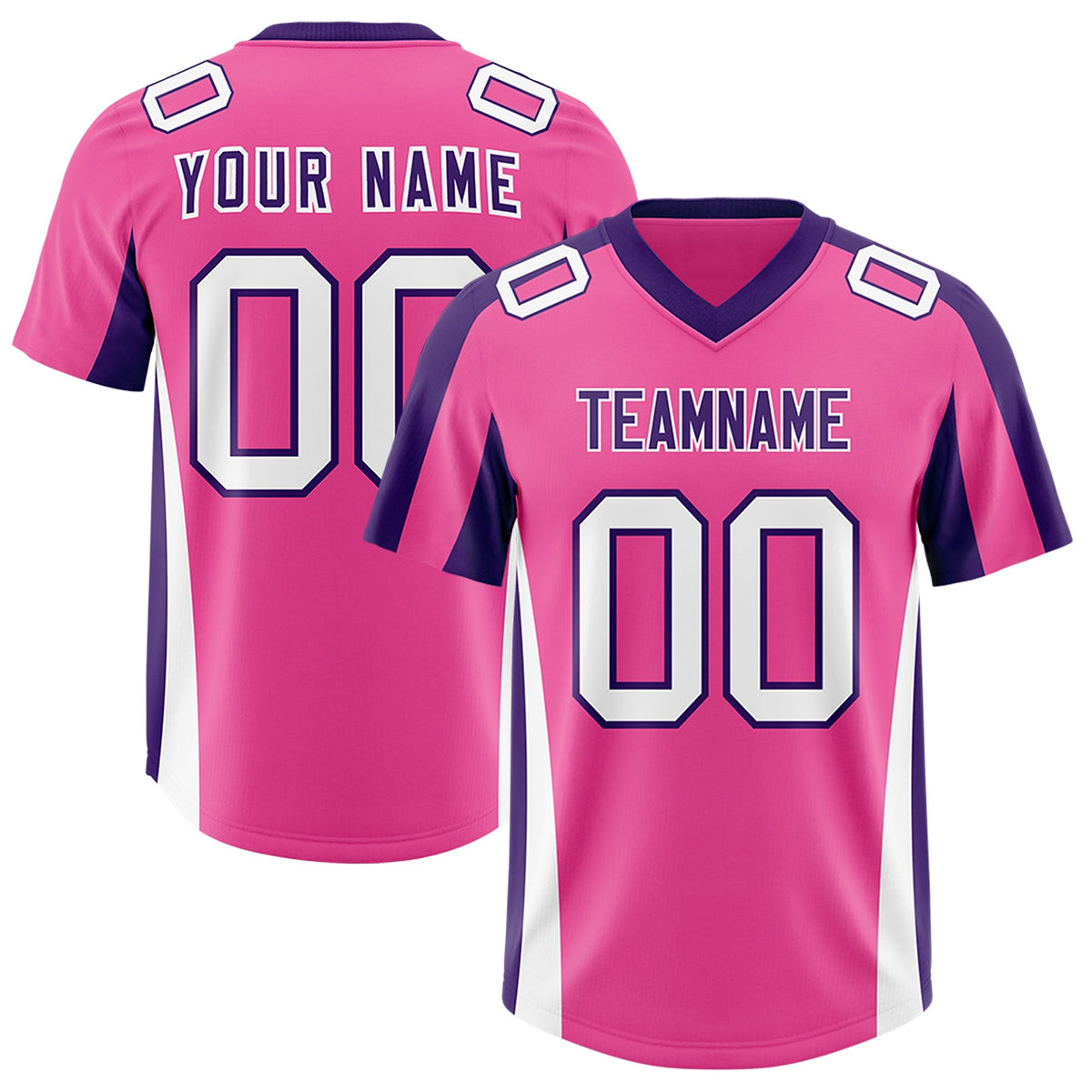 Custom Pink Purple Side Stripe Pattern Authentic American Football Jersey