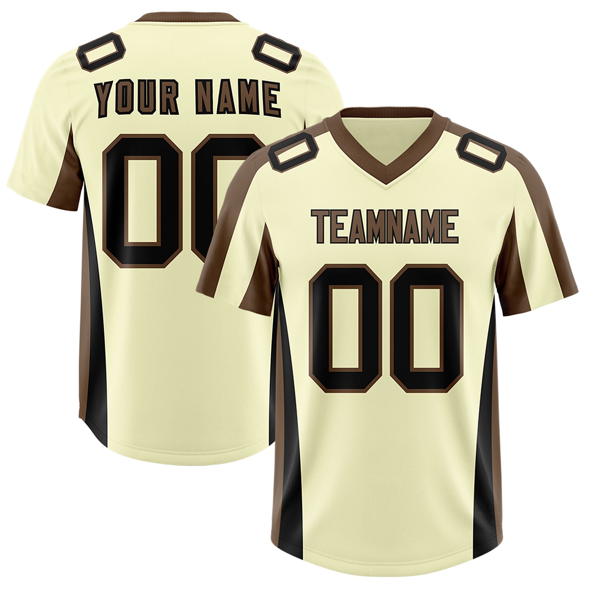 Custom Cream Light Brown Side Stripe Pattern Authentic American Football Jersey