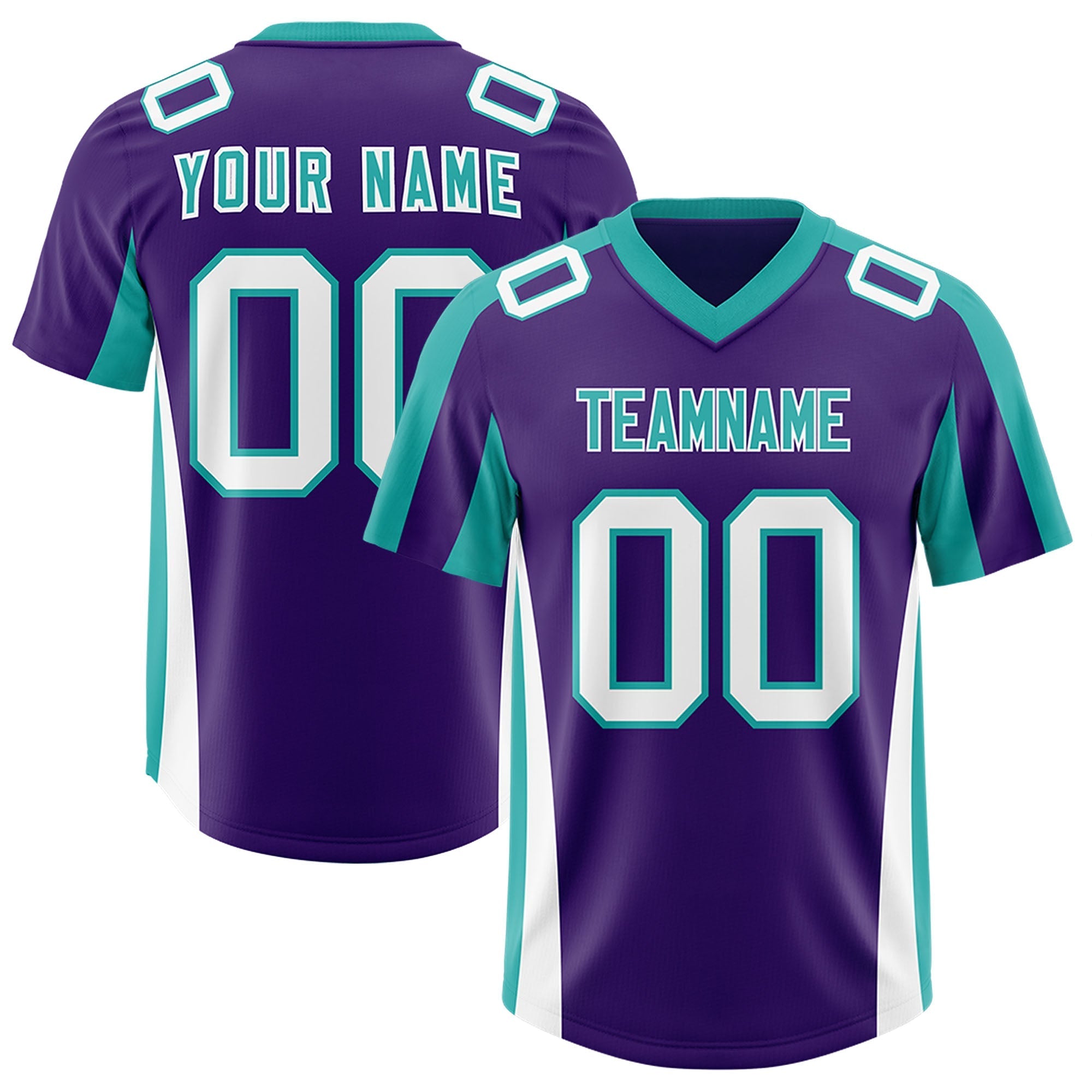 Custom Purple Aqua Side Stripe Pattern Authentic American Football Jersey