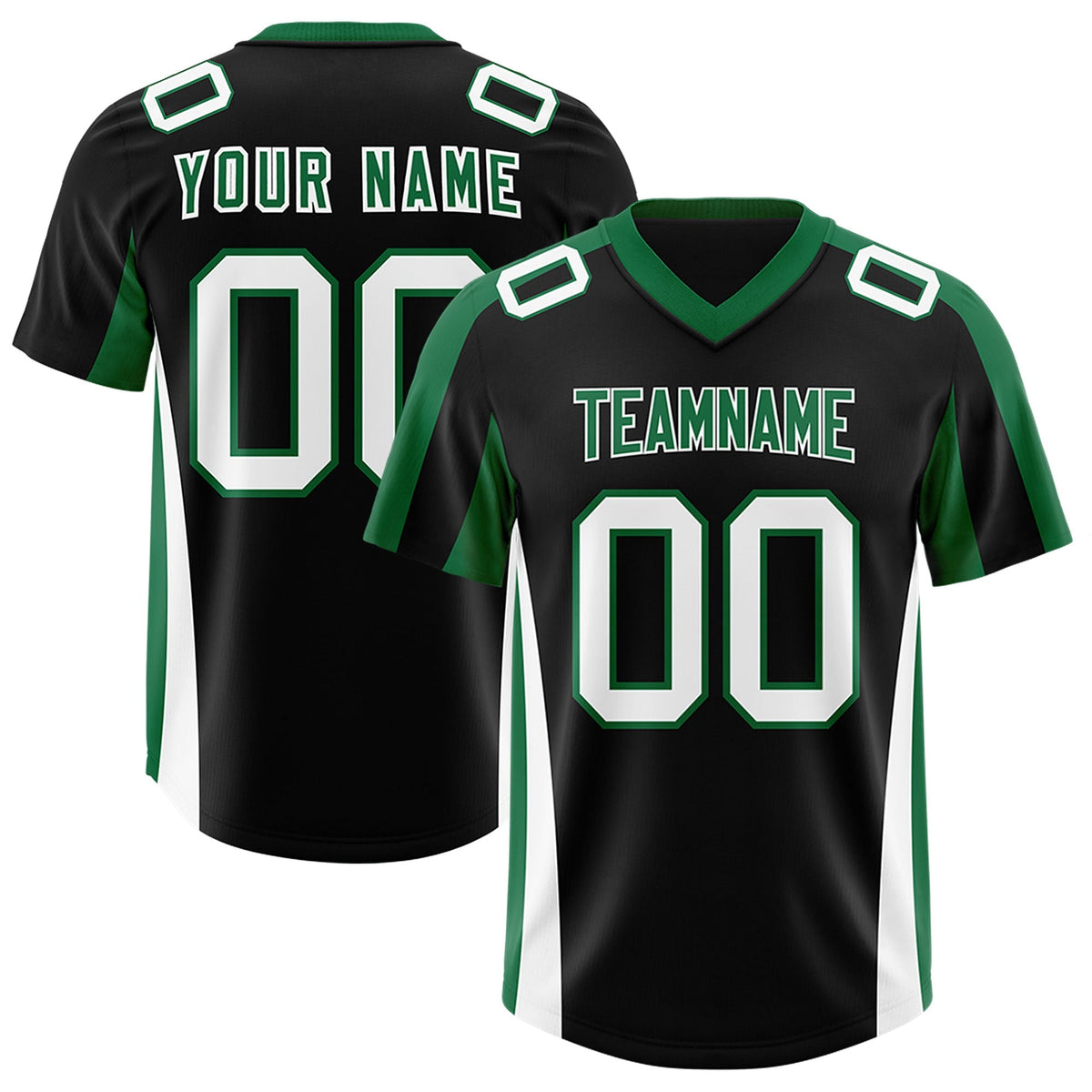 Custom Black Kelly Green Side Stripe Pattern Authentic American Football Jersey