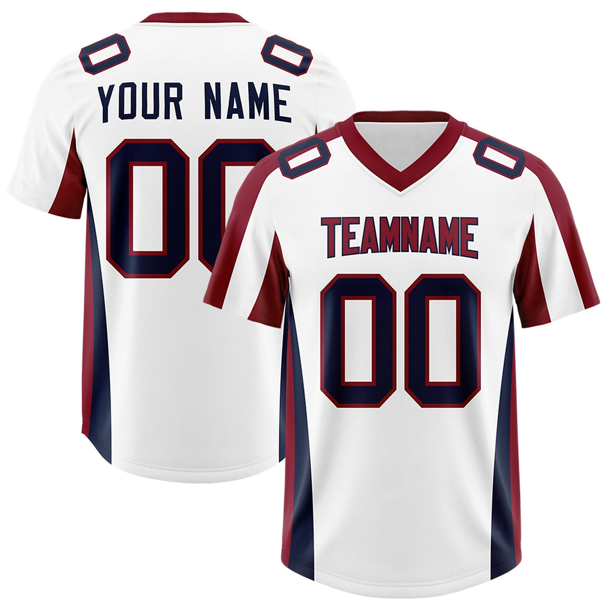 Custom White Crimson Side Stripe Pattern Authentic American Football Jersey