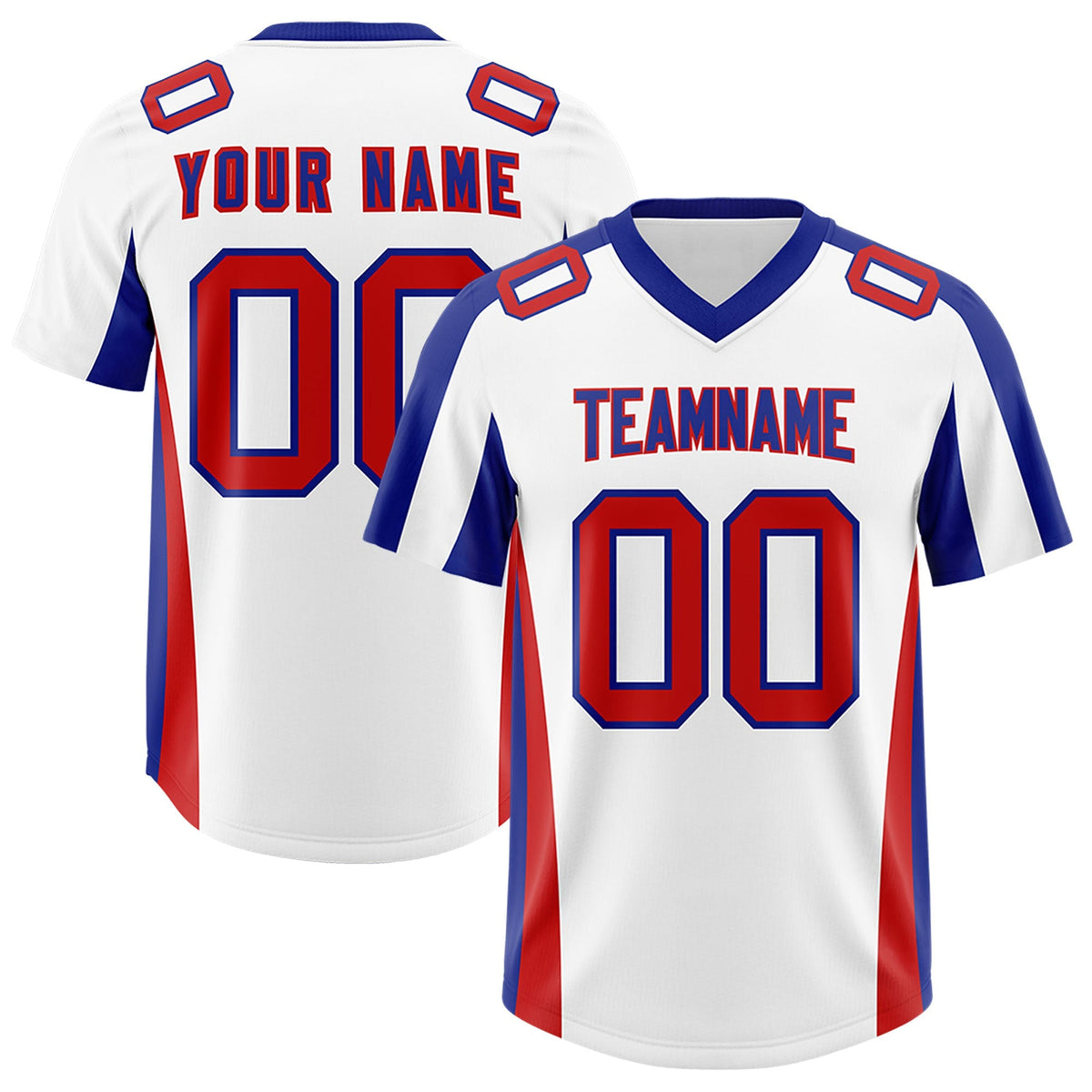 Custom White Royal Side Stripe Pattern Authentic American Football Jersey