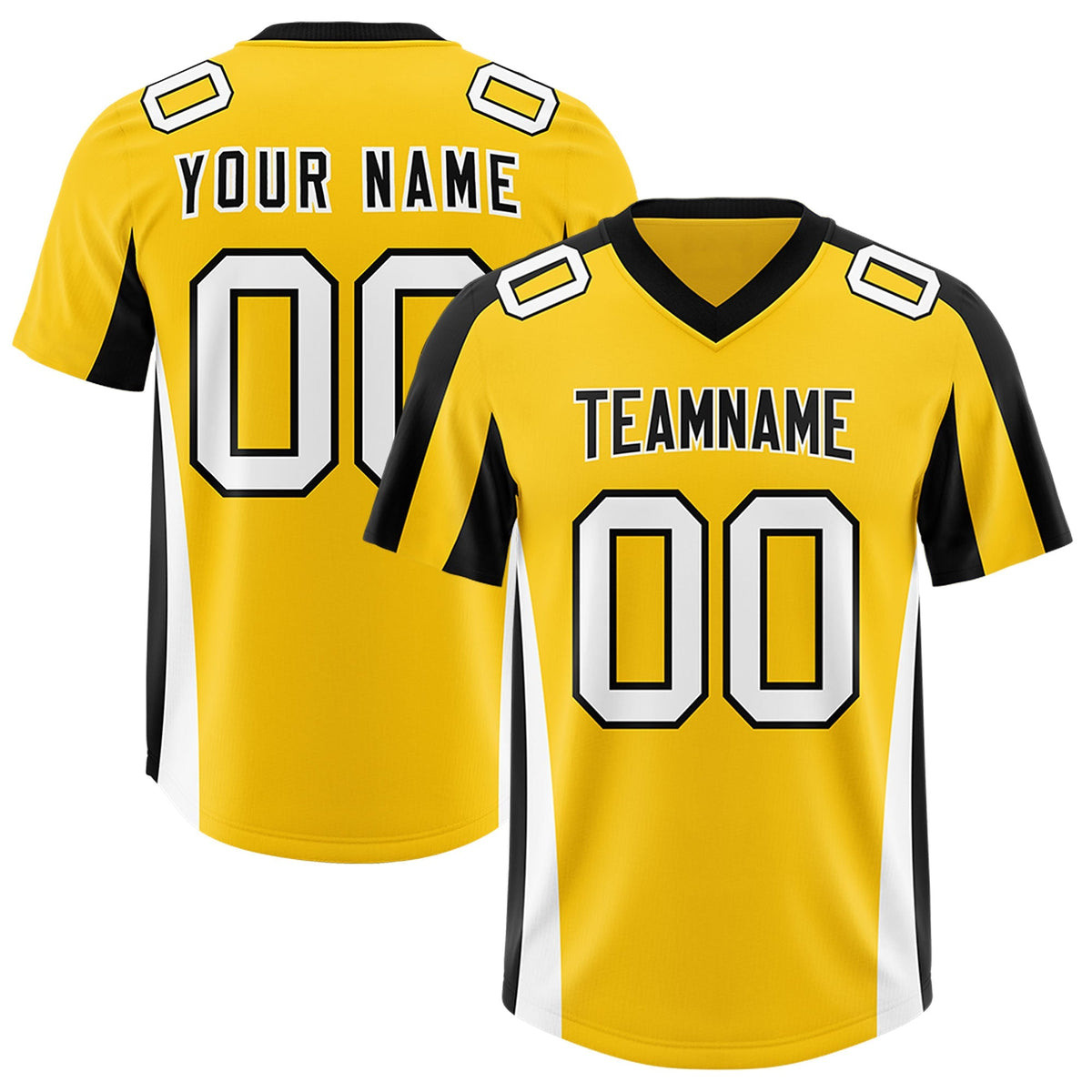 Custom Gold Black Side Stripe Pattern Authentic American Football Jersey