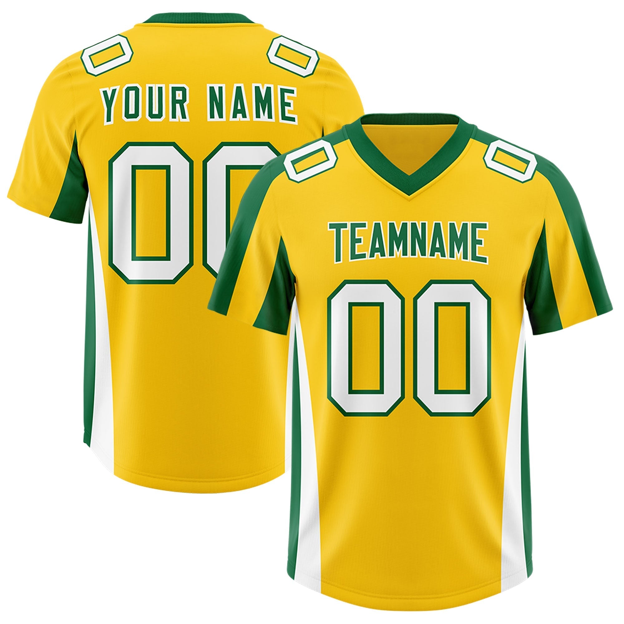 Custom Gold Kelly Green Side Stripe Pattern Authentic American Football Jersey