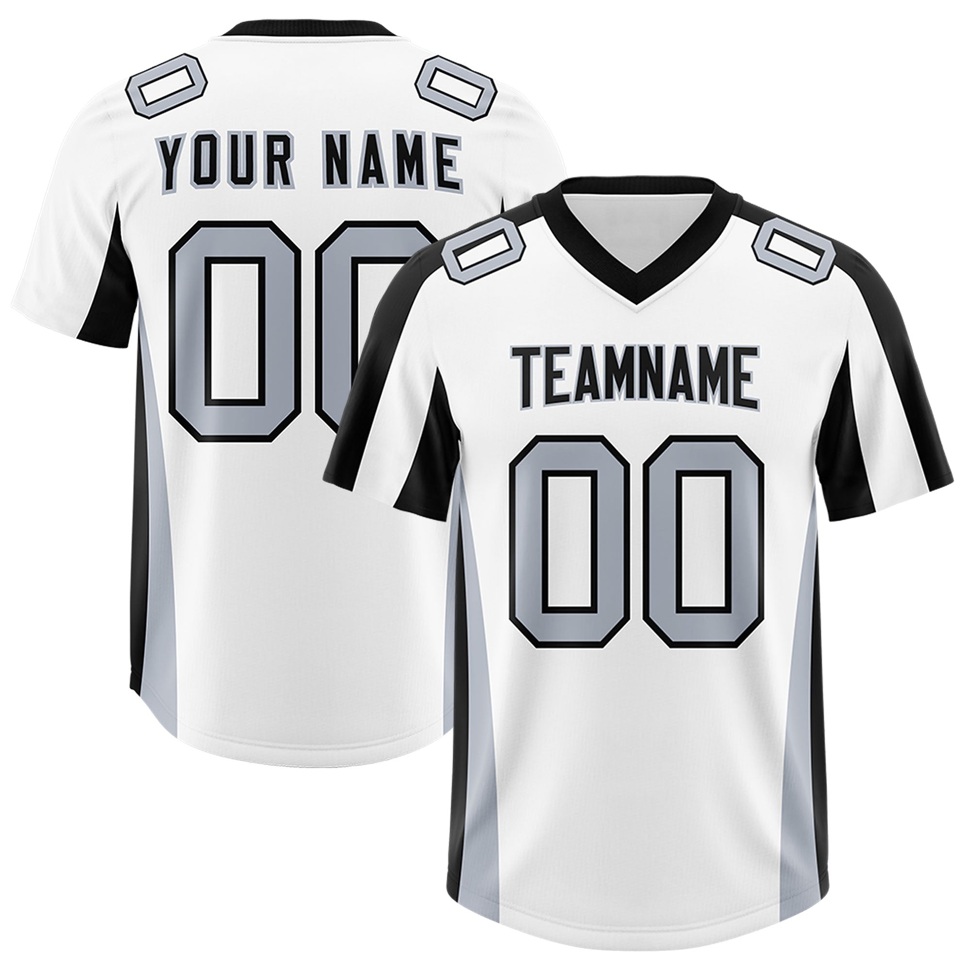 Custom White Black Side Stripe Pattern Authentic American Football Jersey