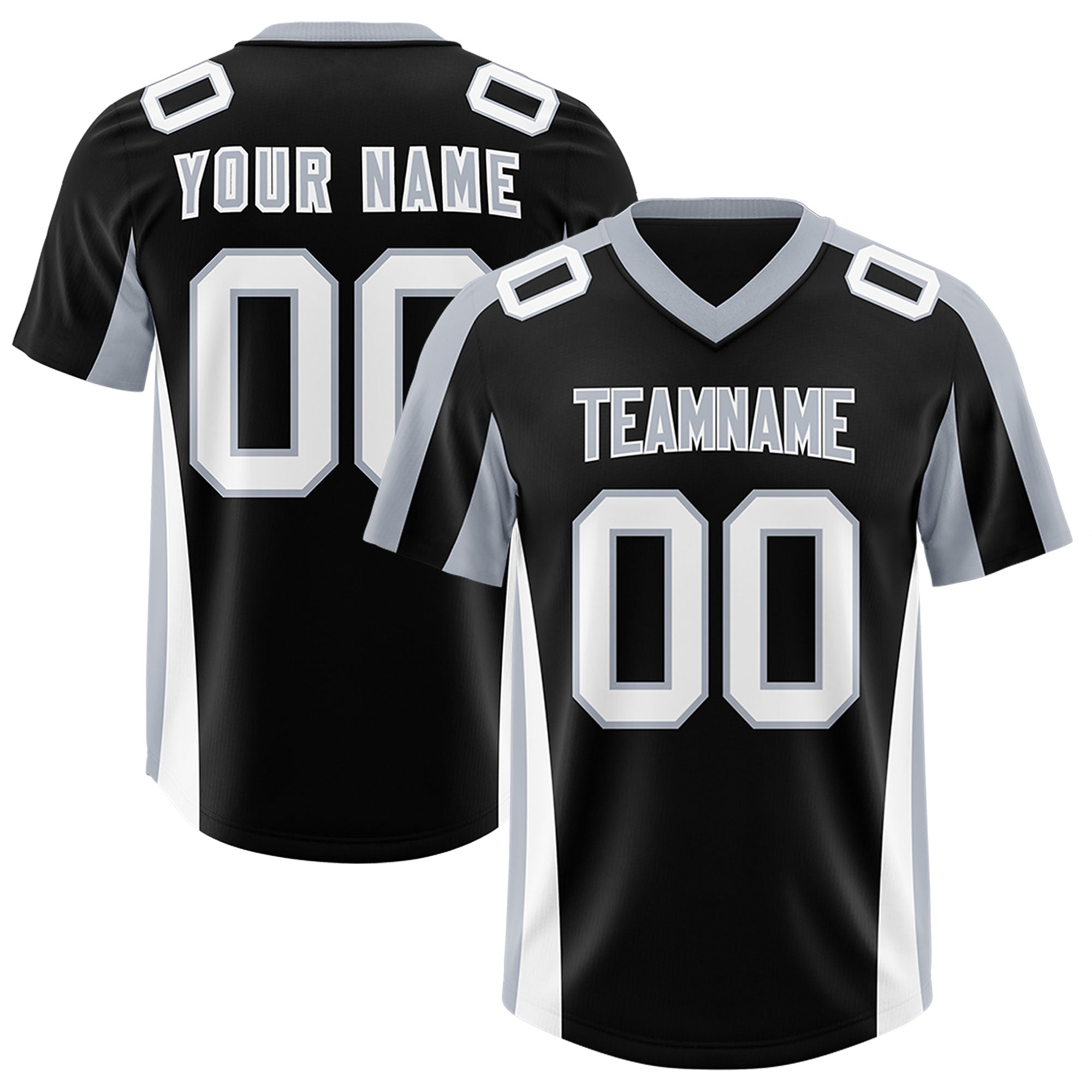 Custom Black Silver Side Stripe Pattern Authentic American Football Jersey