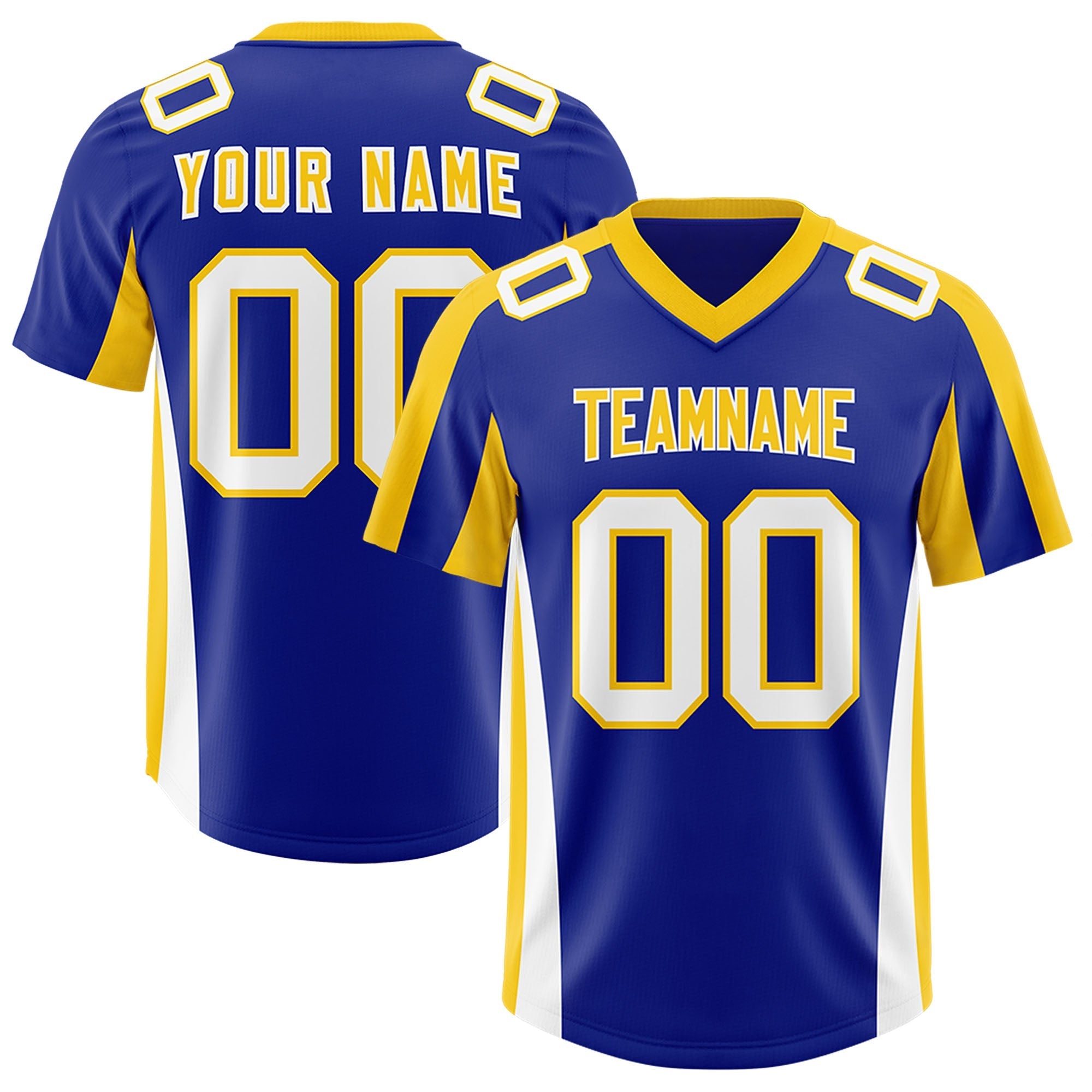 Custom Royal Gold Side Stripe Pattern Authentic American Football Jersey
