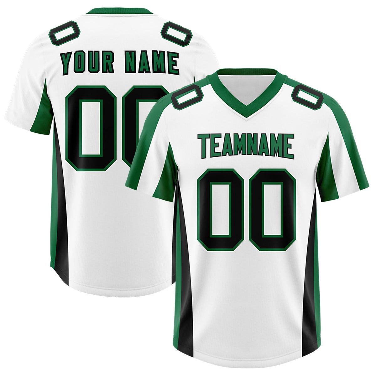 Custom White Kelly Green Side Stripe Pattern Authentic American Football Jersey
