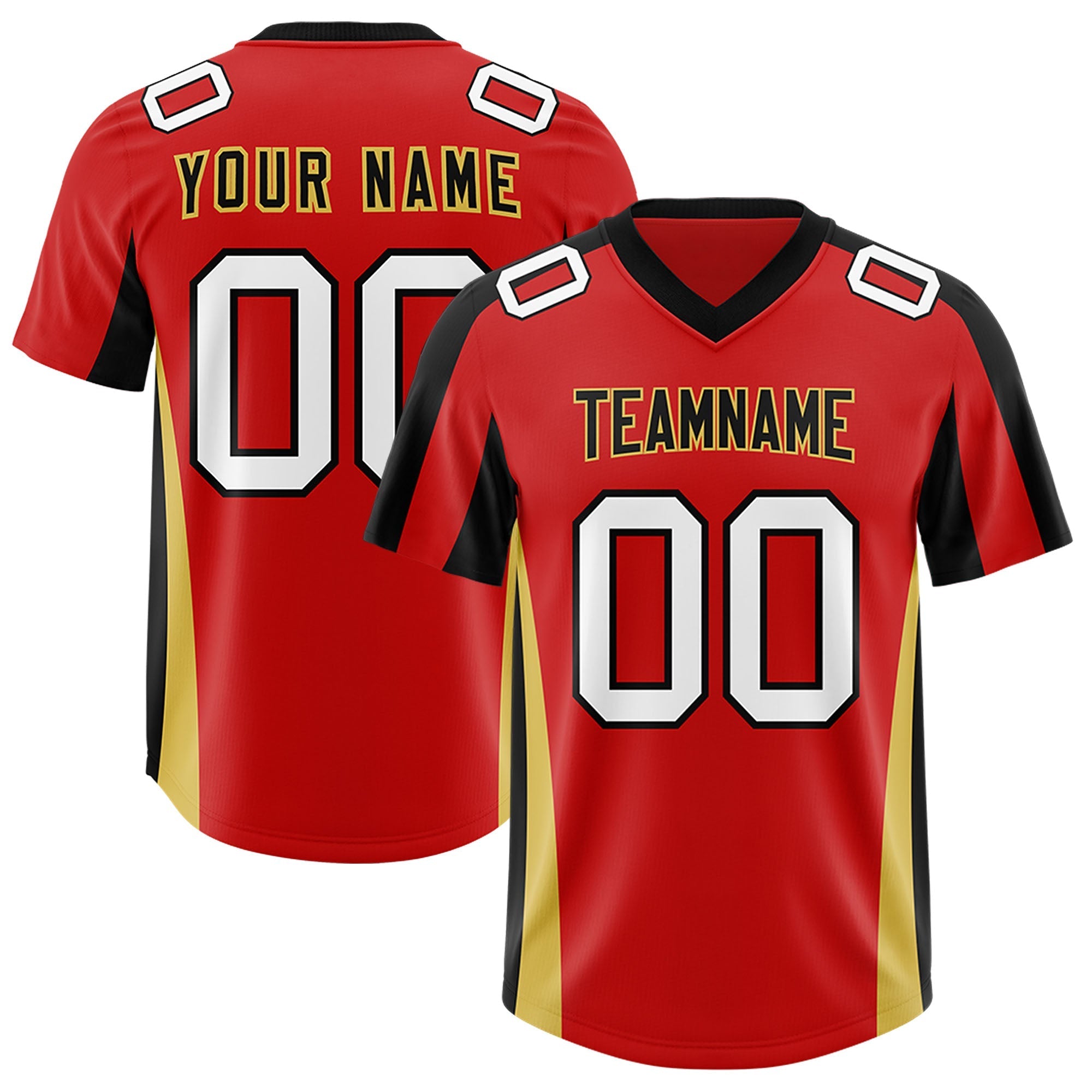 Custom Red Black Side Stripe Pattern Authentic American Football Jersey