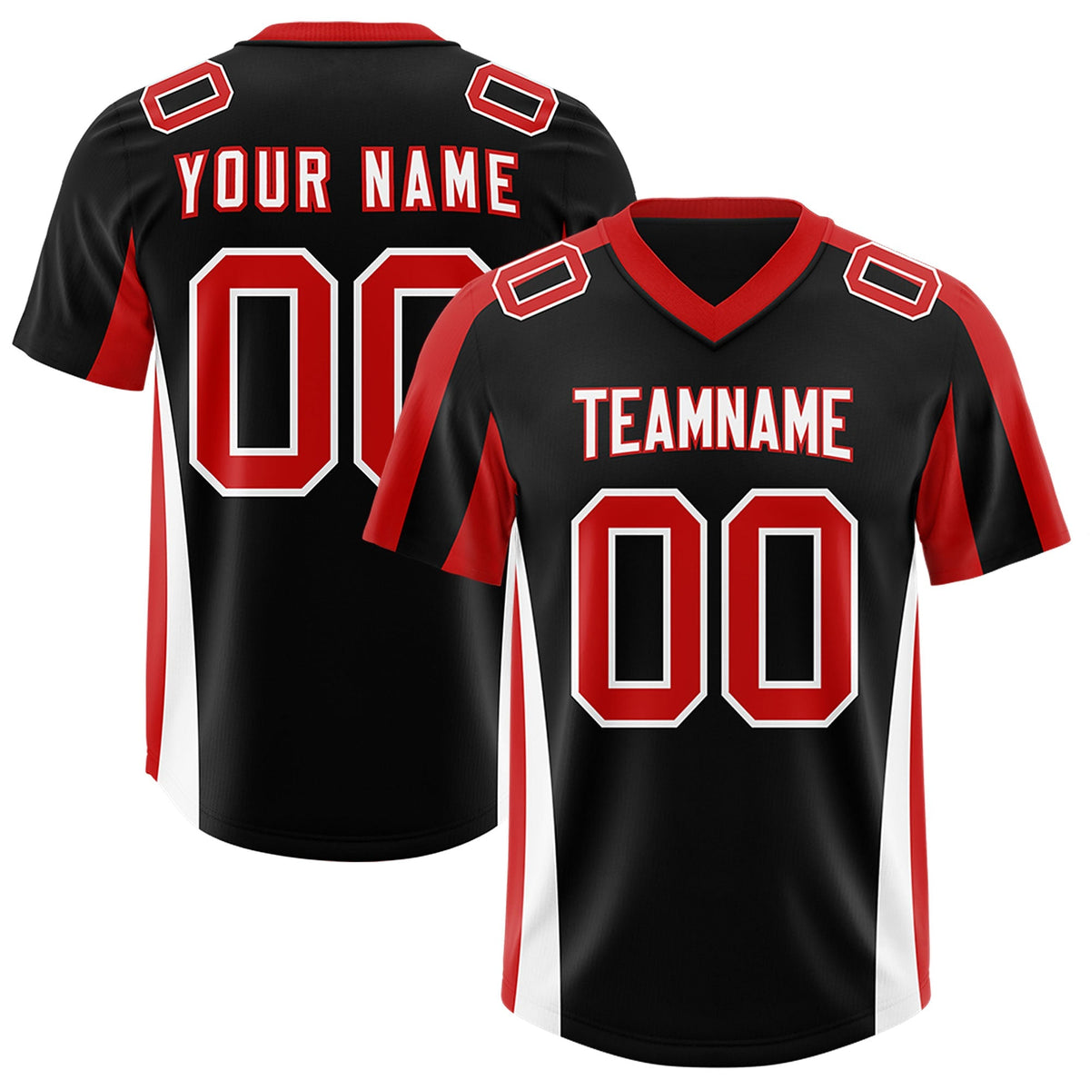 Custom Black Red Side Stripe Pattern Authentic American Football Jersey