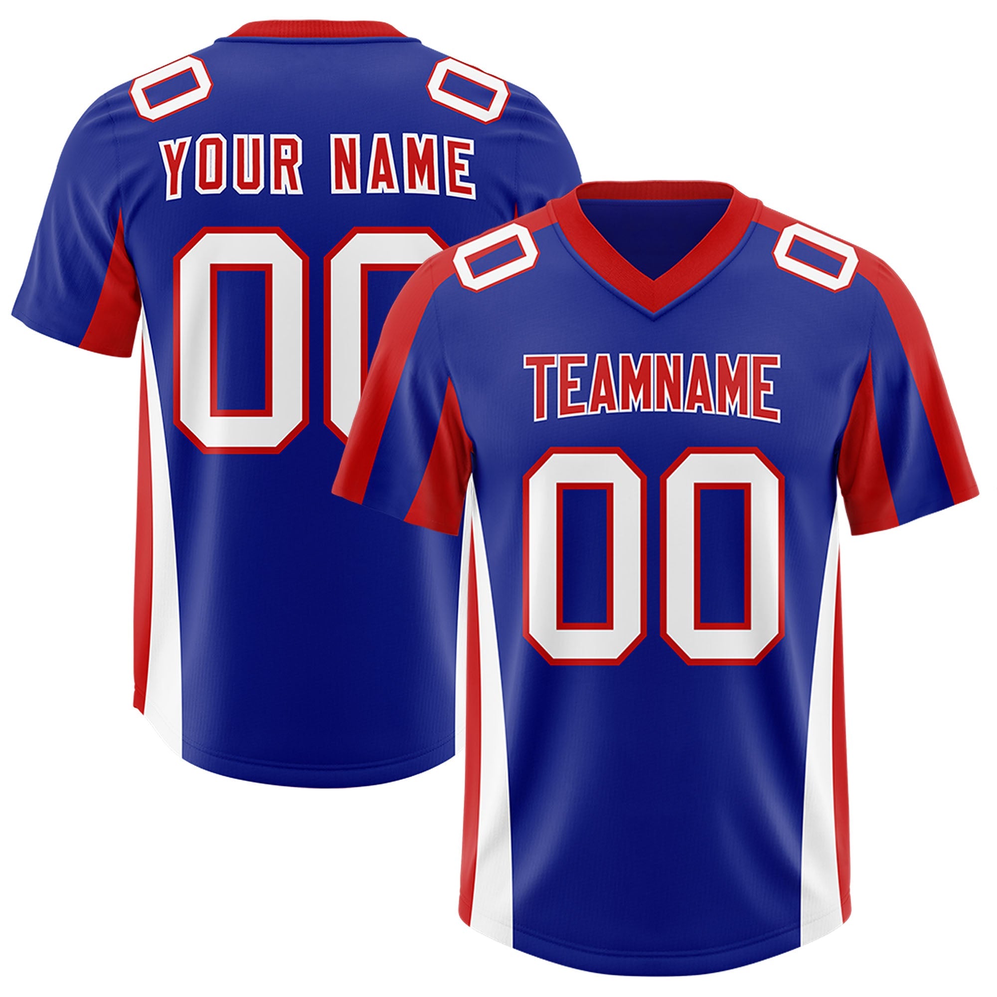 Custom Royal Red Side Stripe Pattern Authentic American Football Jersey