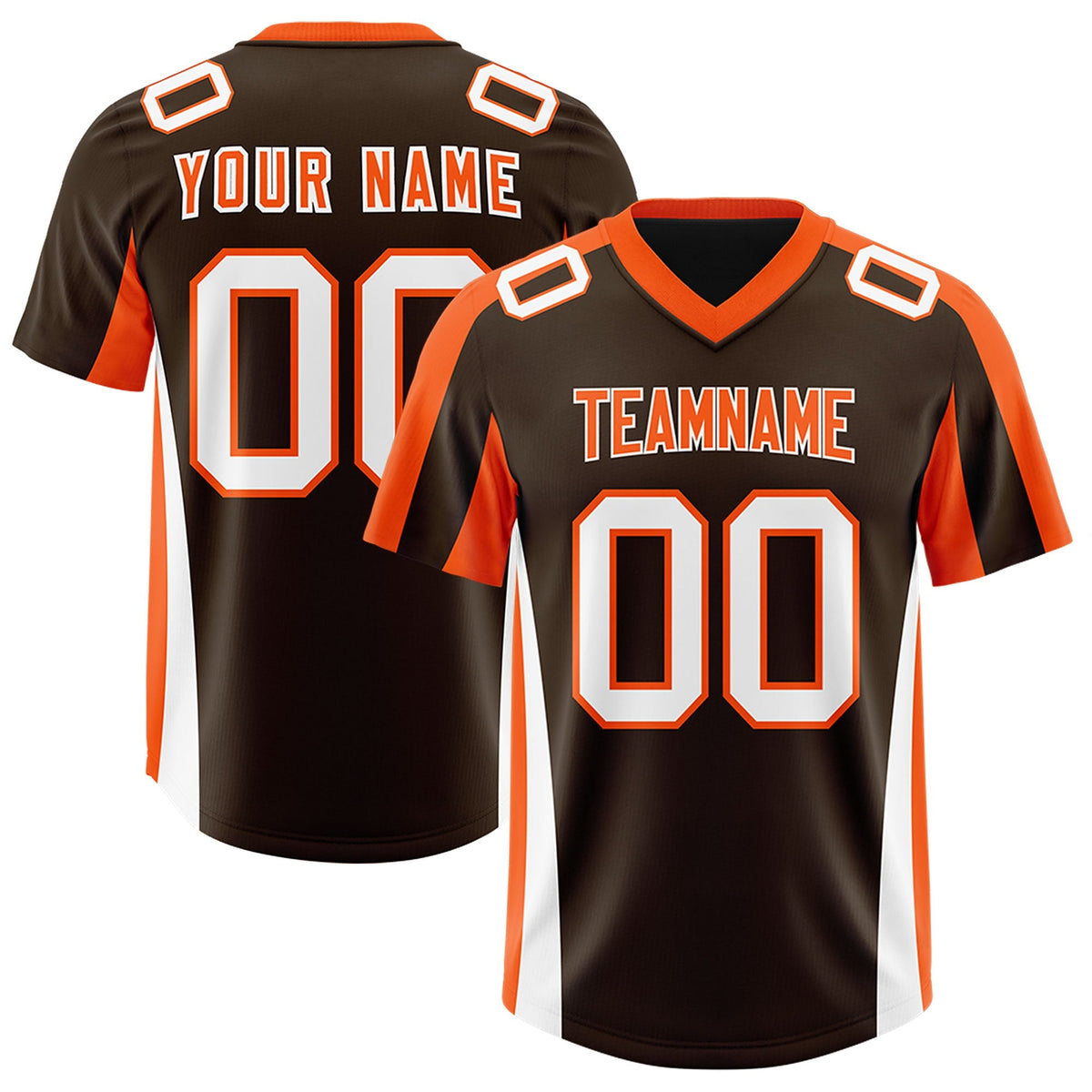Custom Brown Orange Side Stripe Pattern Authentic American Football Jersey