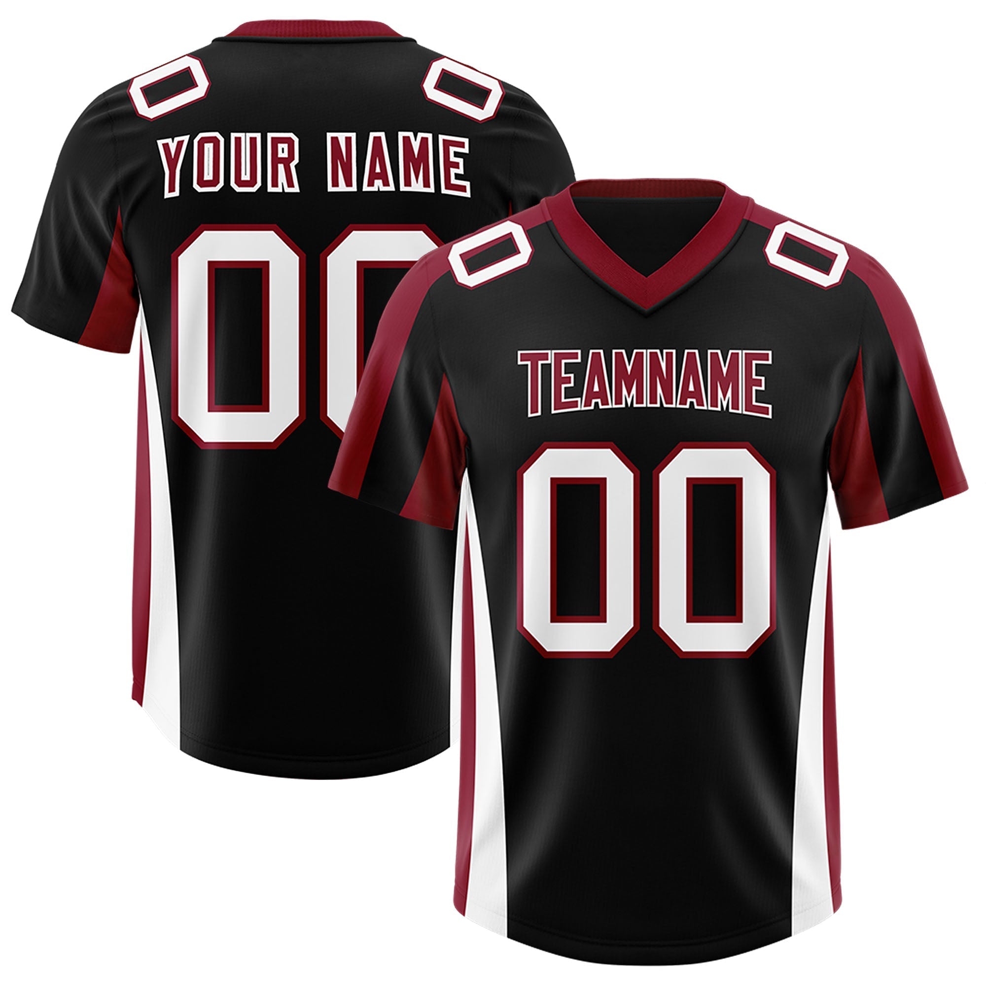 Custom Black Crimson Side Stripe Pattern Authentic American Football Jersey