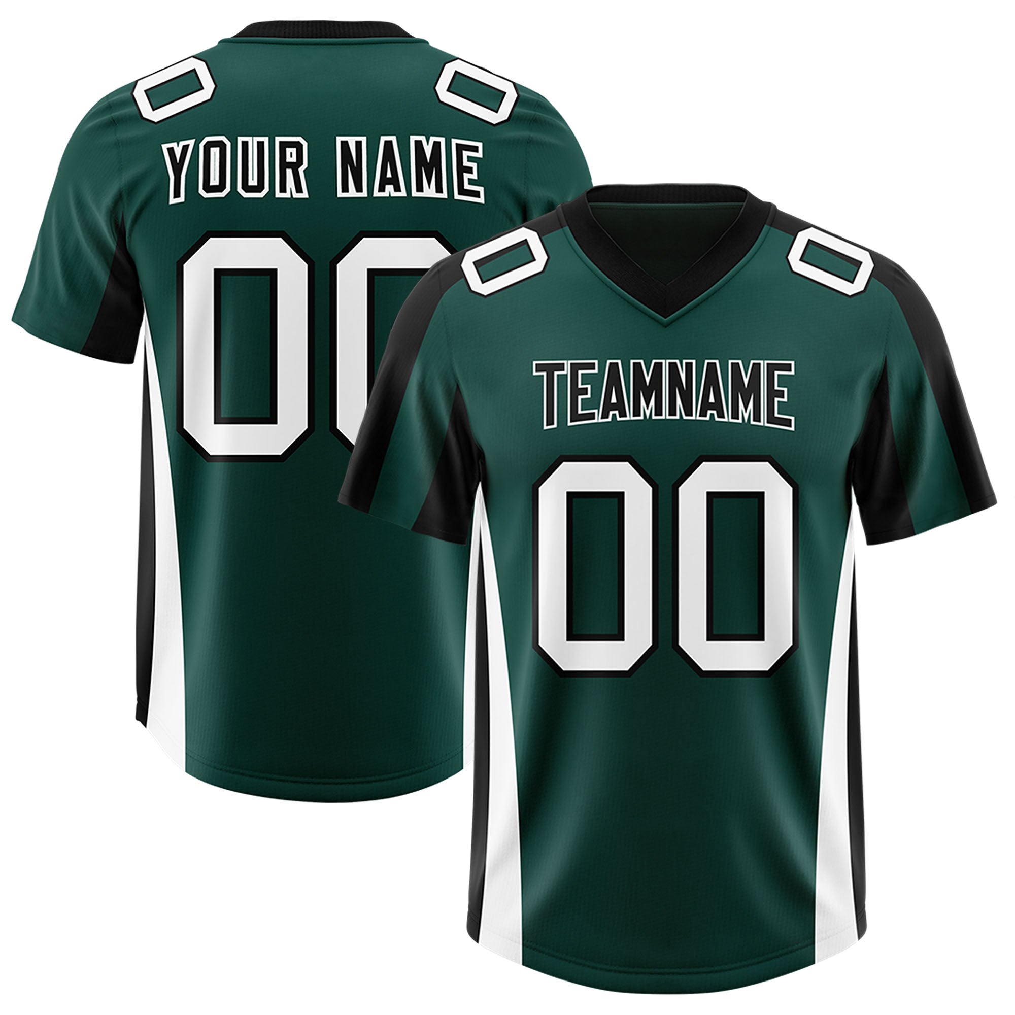 Custom Midnight Green Black Side Stripe Pattern Authentic American Football Jersey