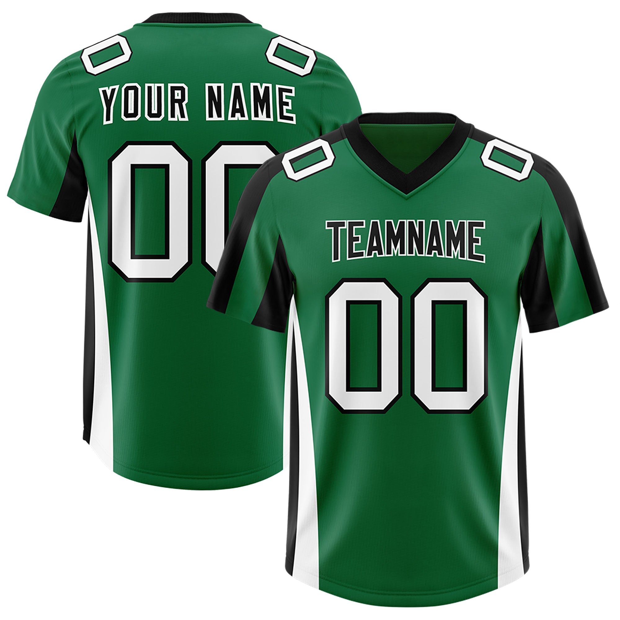 Custom Kelly Green Black Side Stripe Pattern Authentic American Football Jersey