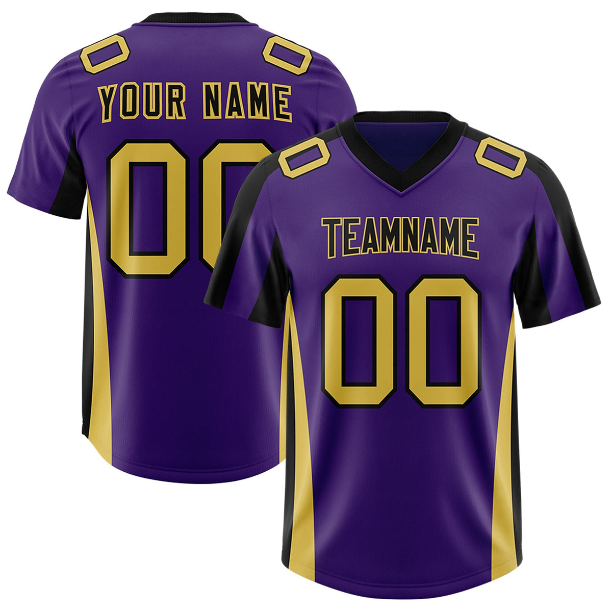 Custom Purple Black Side Stripe Pattern Authentic American Football Jersey