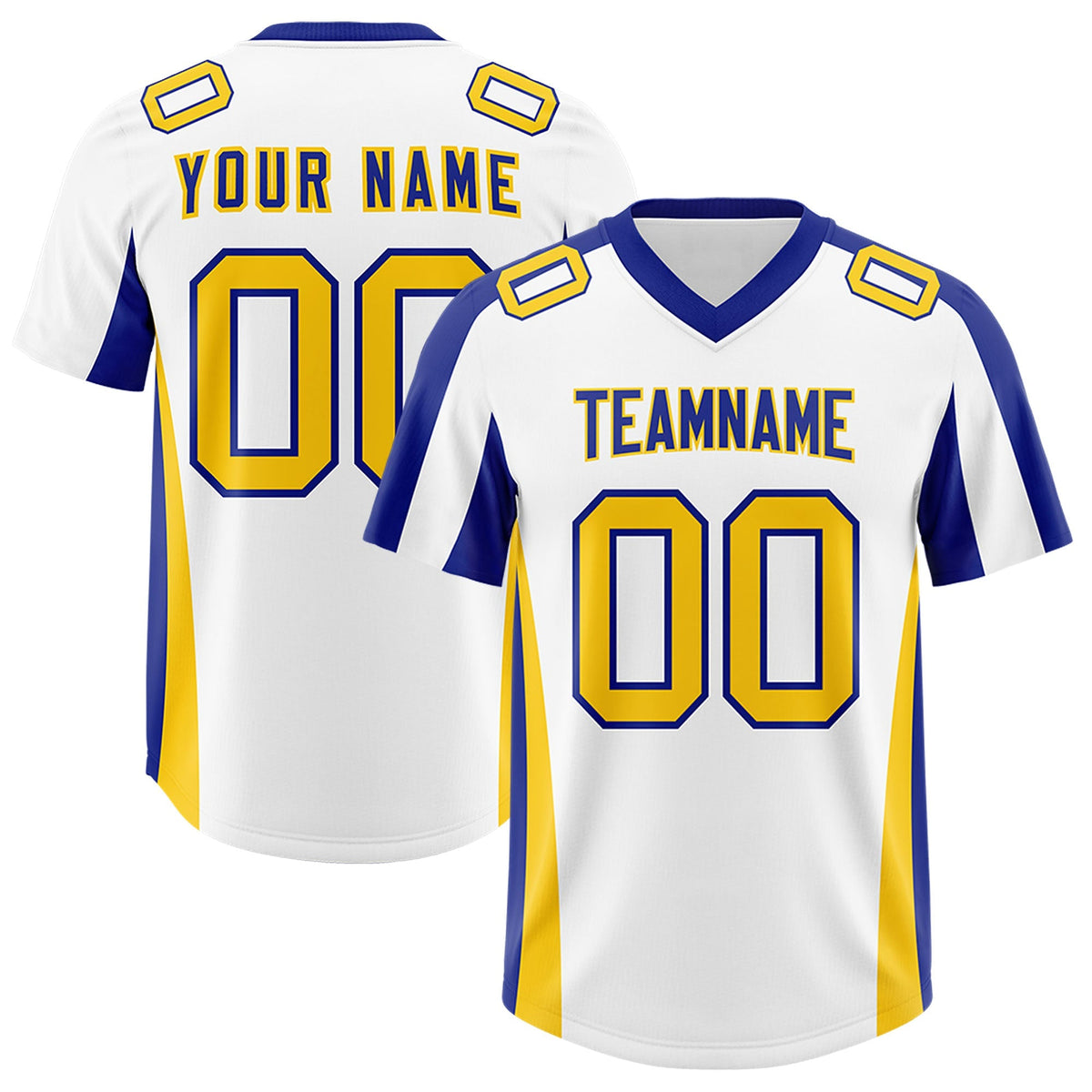 Custom White Royal Side Stripe Pattern Authentic American Football Jersey