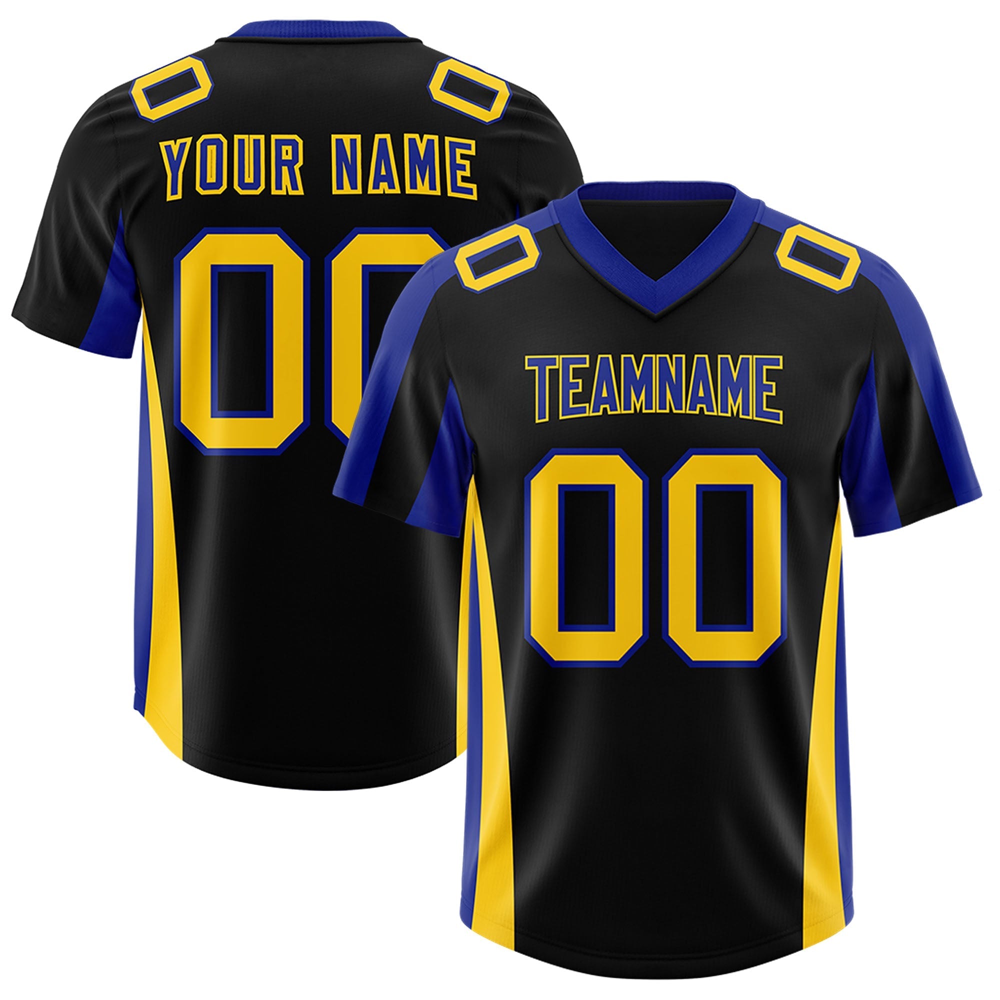Custom Black Royal Side Stripe Pattern Authentic American Football Jersey