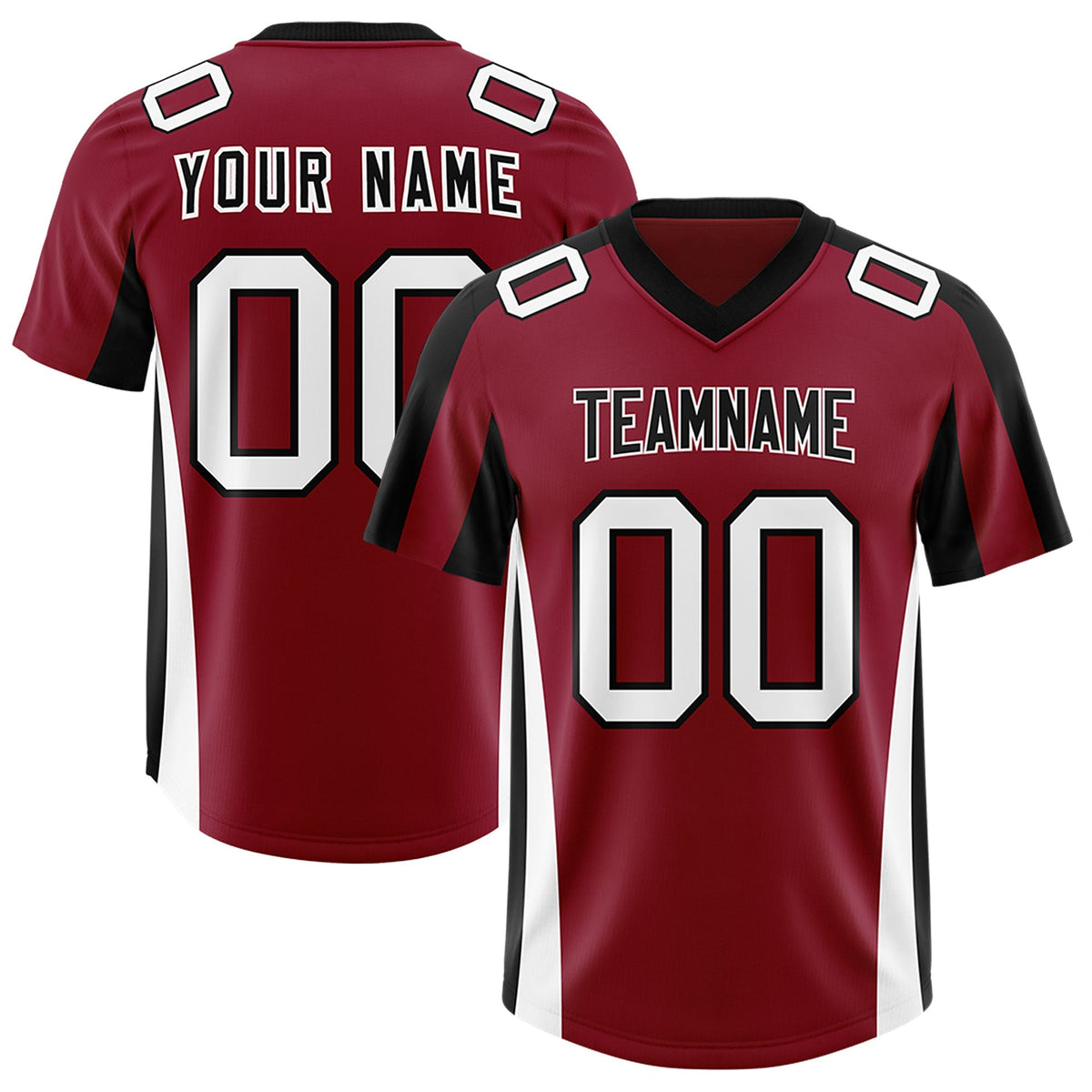 Custom Crimson Black Side Stripe Pattern Authentic American Football Jersey