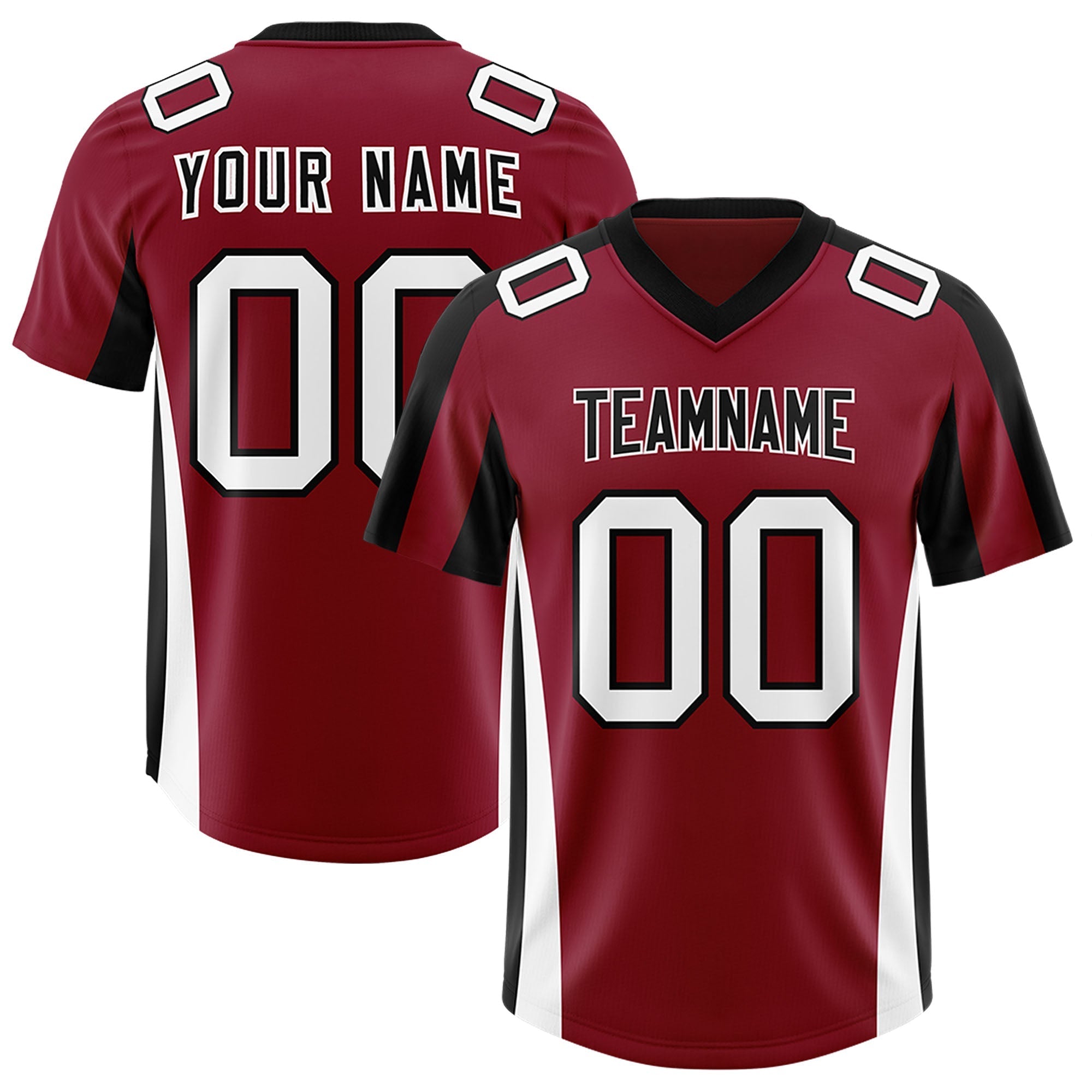 Custom Crimson Black Side Stripe Pattern Authentic American Football Jersey
