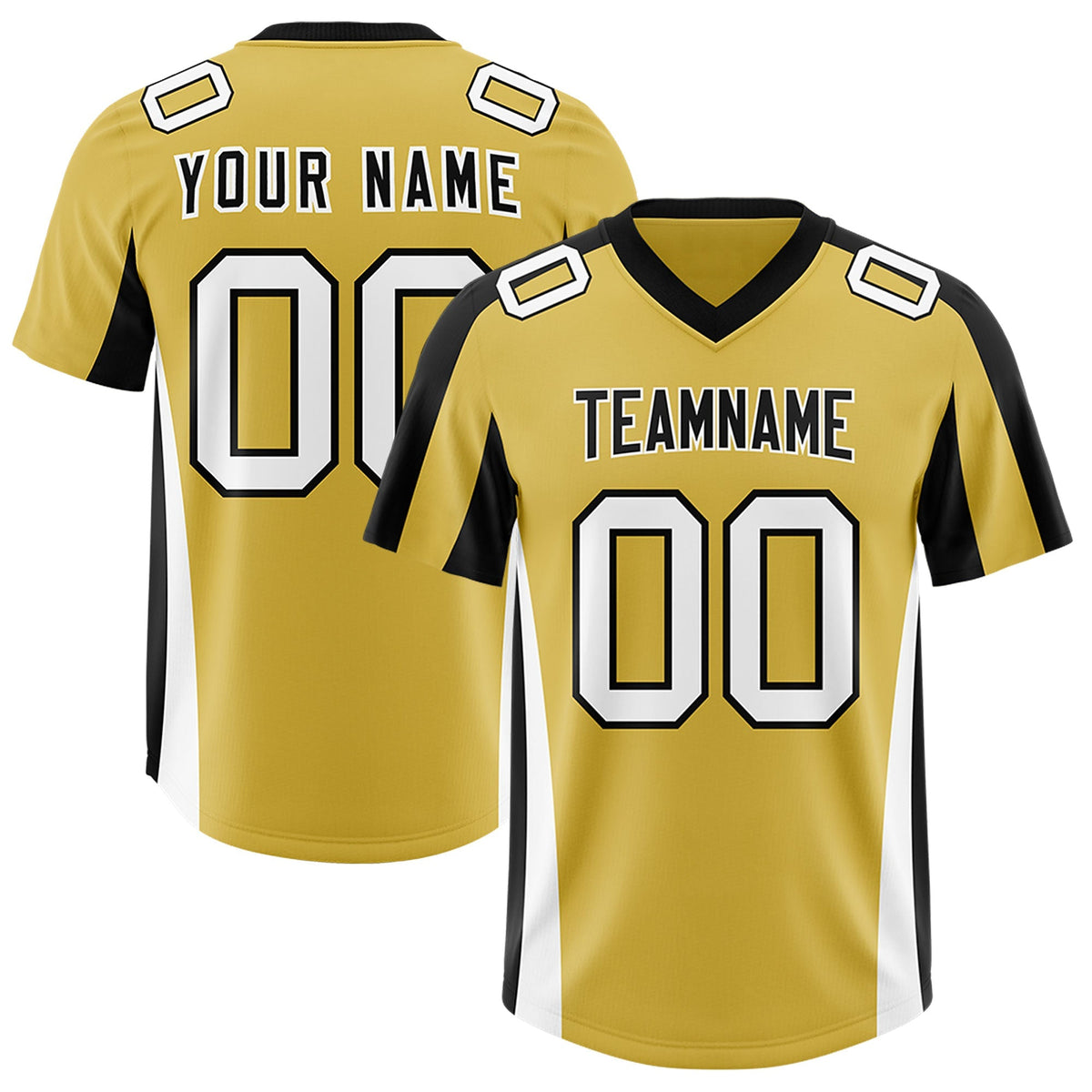 Custom Old Gold Navy Side Stripe Pattern Authentic American Football Jersey