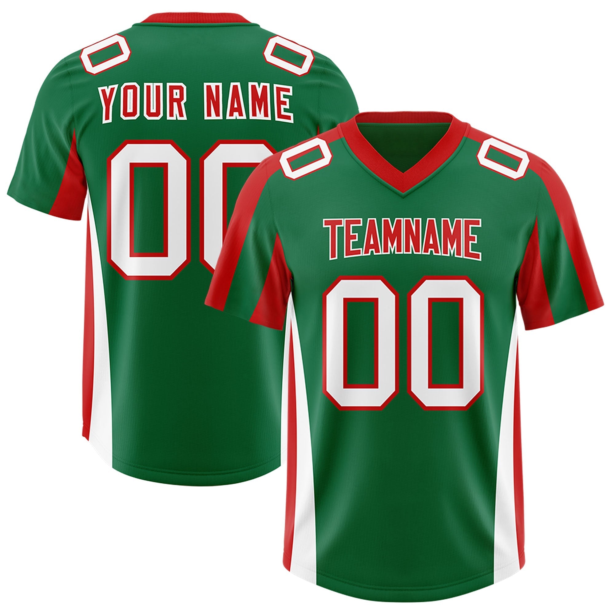 Custom Kelly Green Red Side Stripe Pattern Authentic American Football Jersey